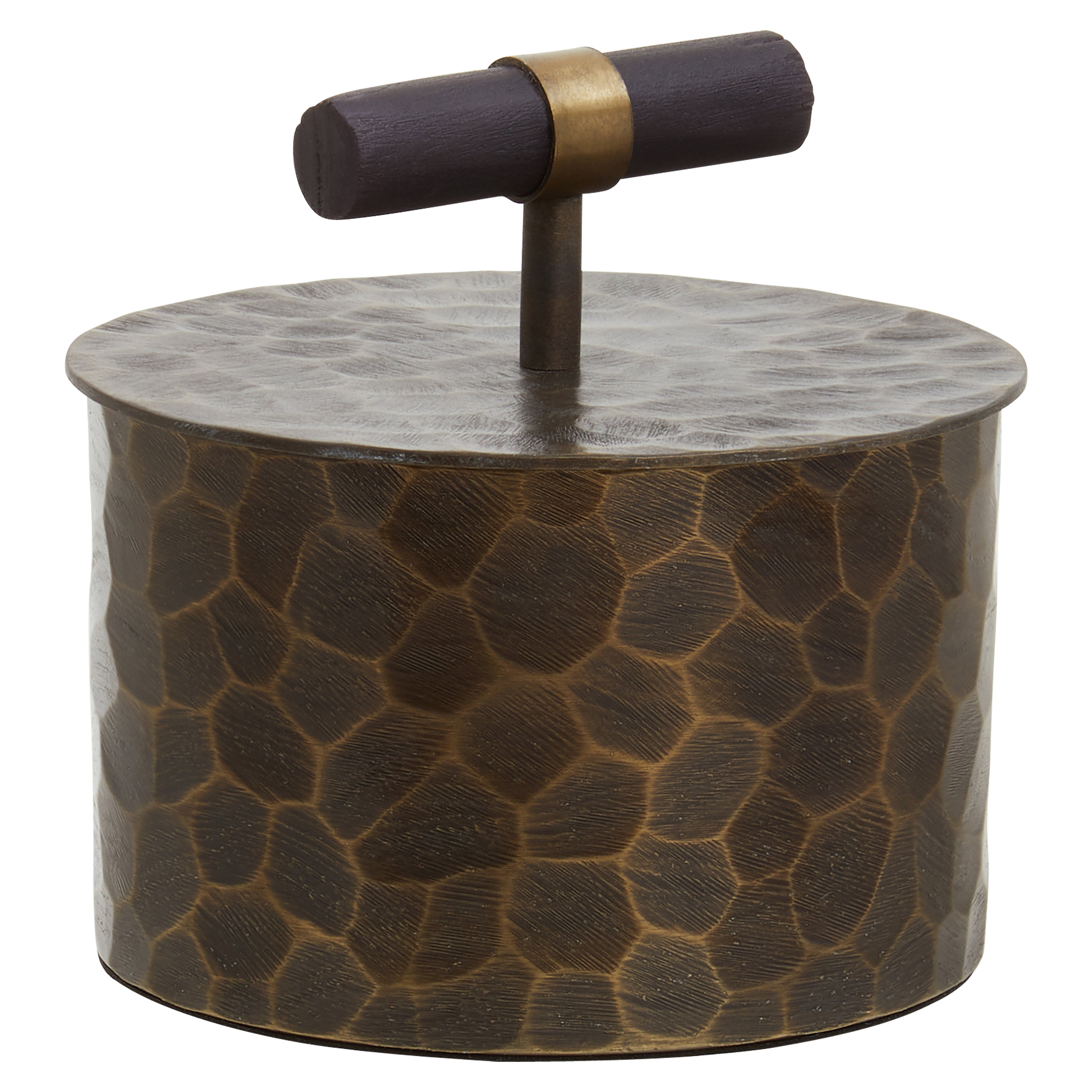 Koby Hammered Antique Gold Trinket Box | Small