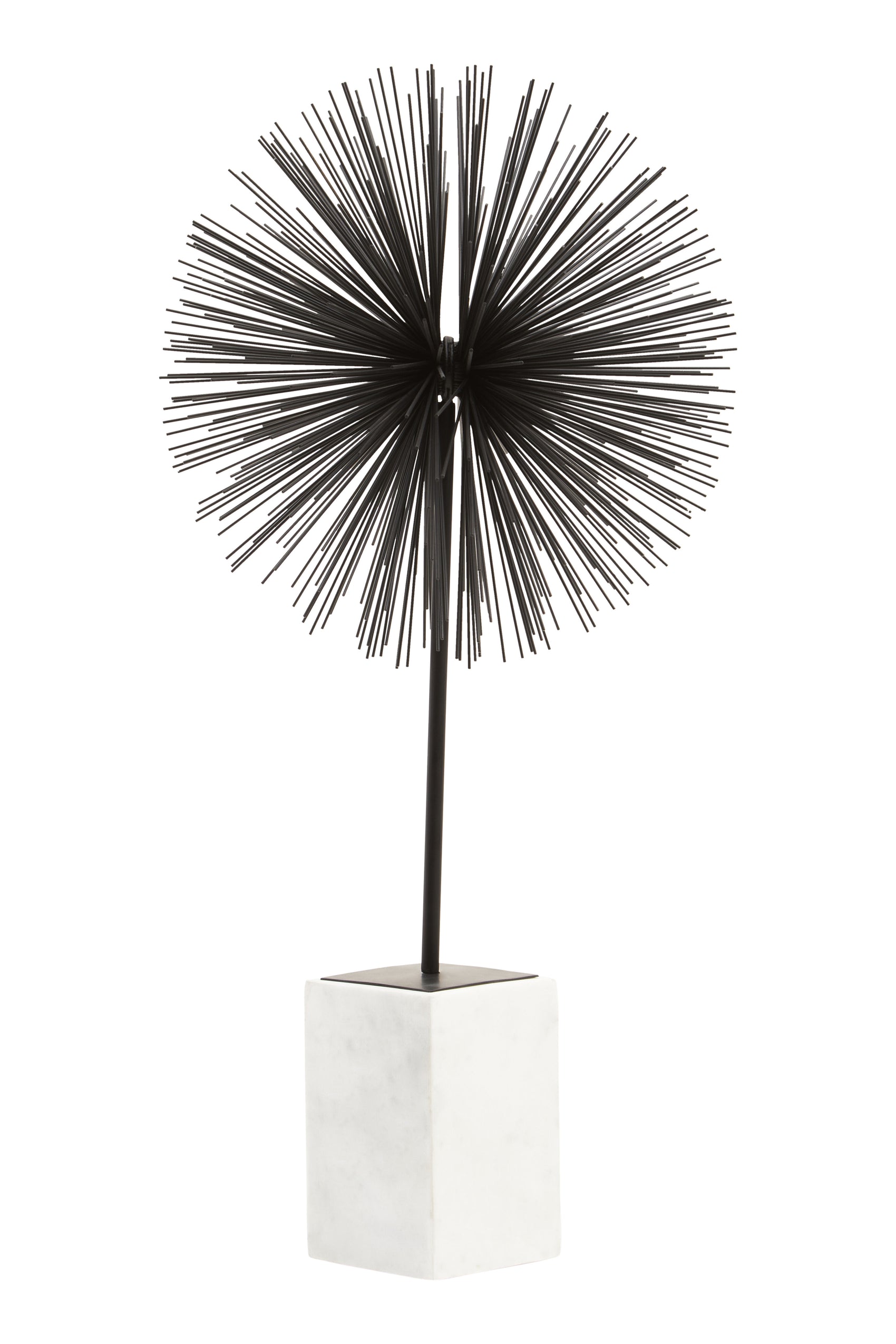 Cleo Black Finish Starburst Sculpture on White Marble Base