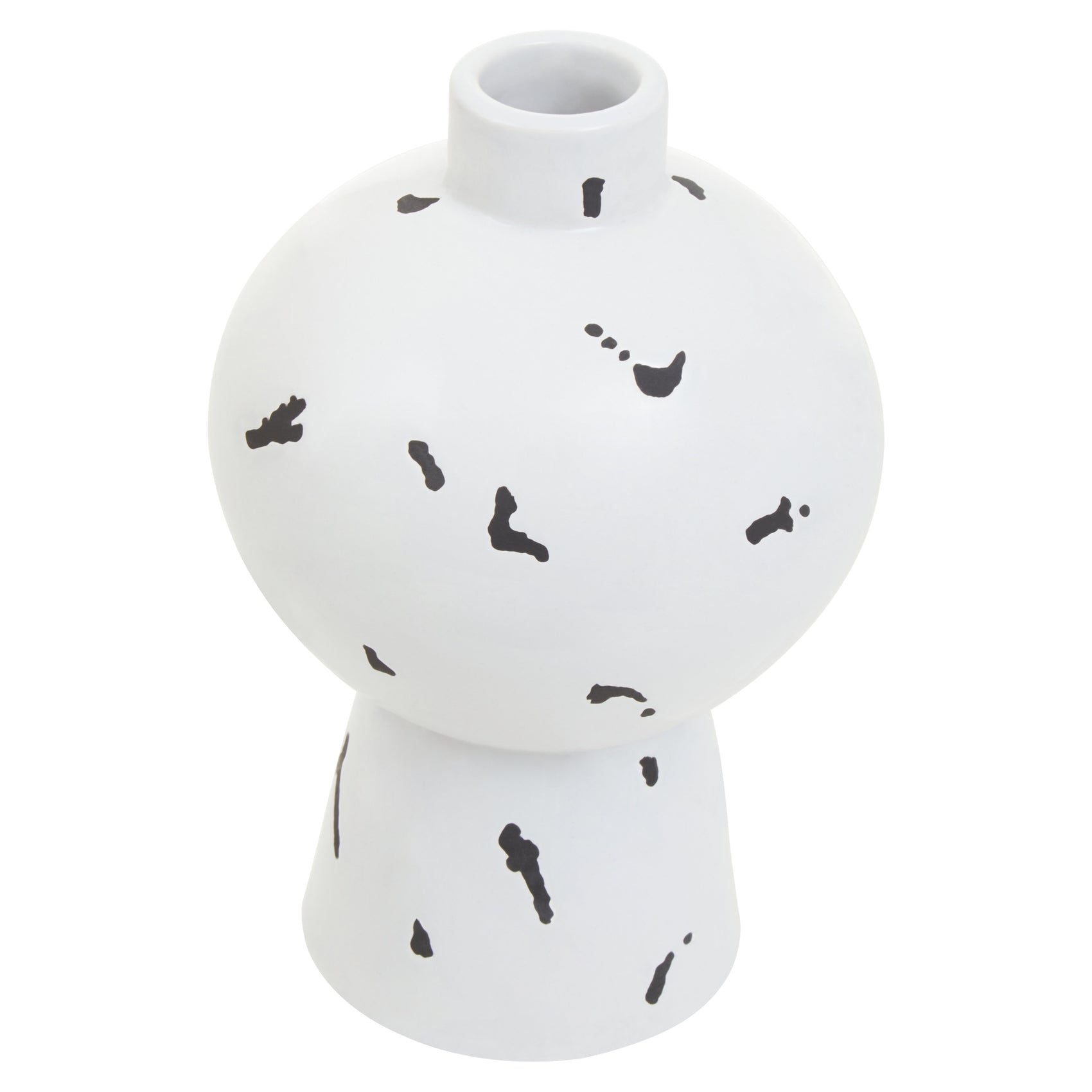 Alston Geometric White & Black Ceramic Vase | Small