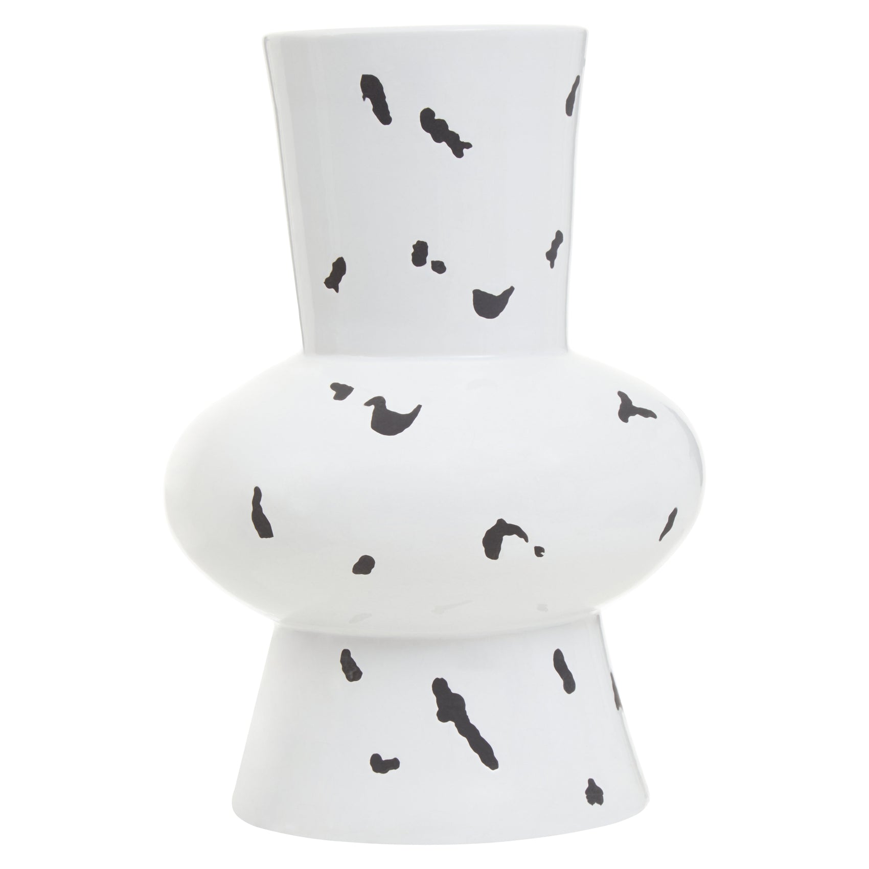 Alston Geometric White & Black Ceramic Vase | Large
