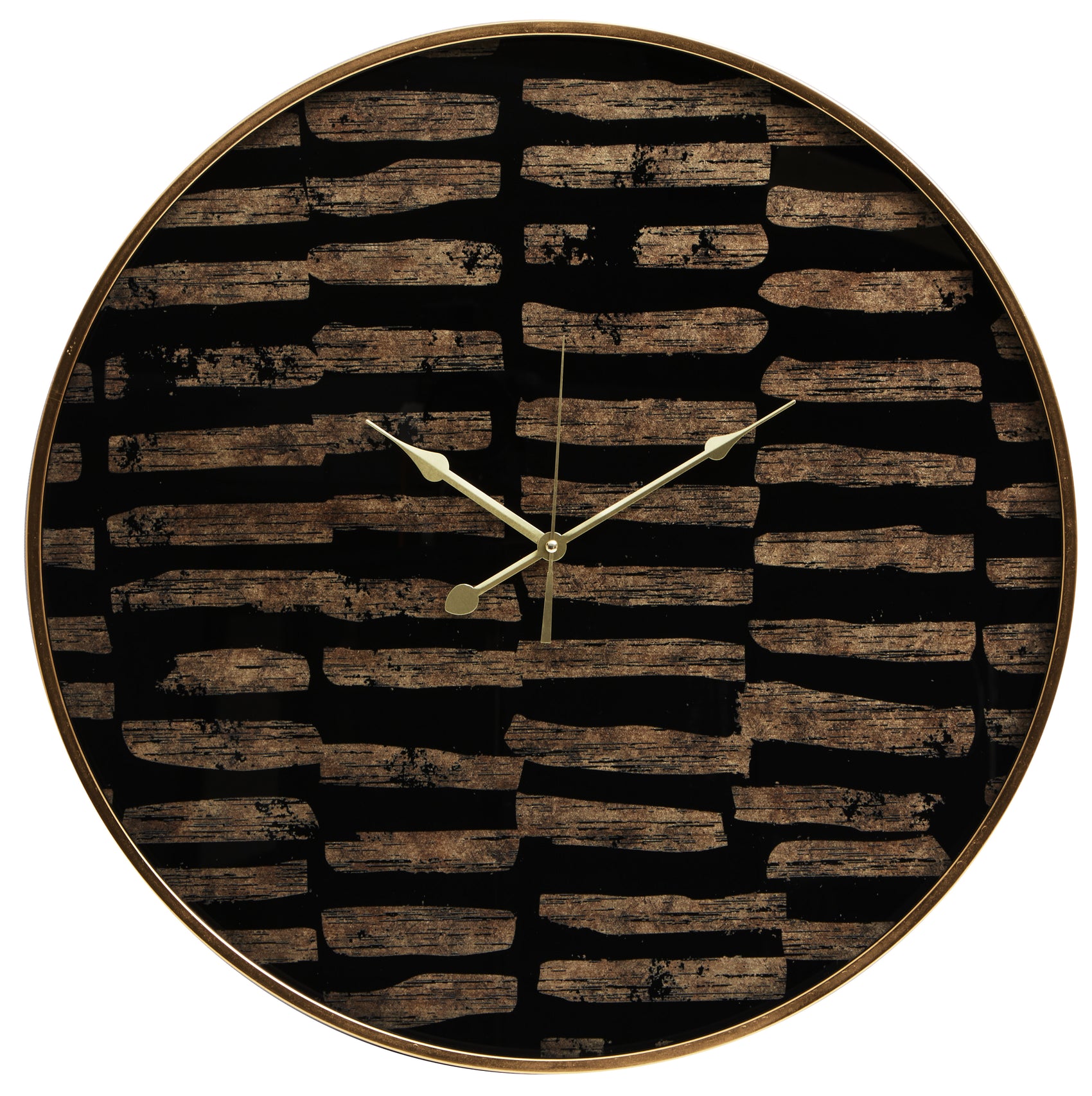 Dolce Abstract Black & Gold Stripe Wall Clock