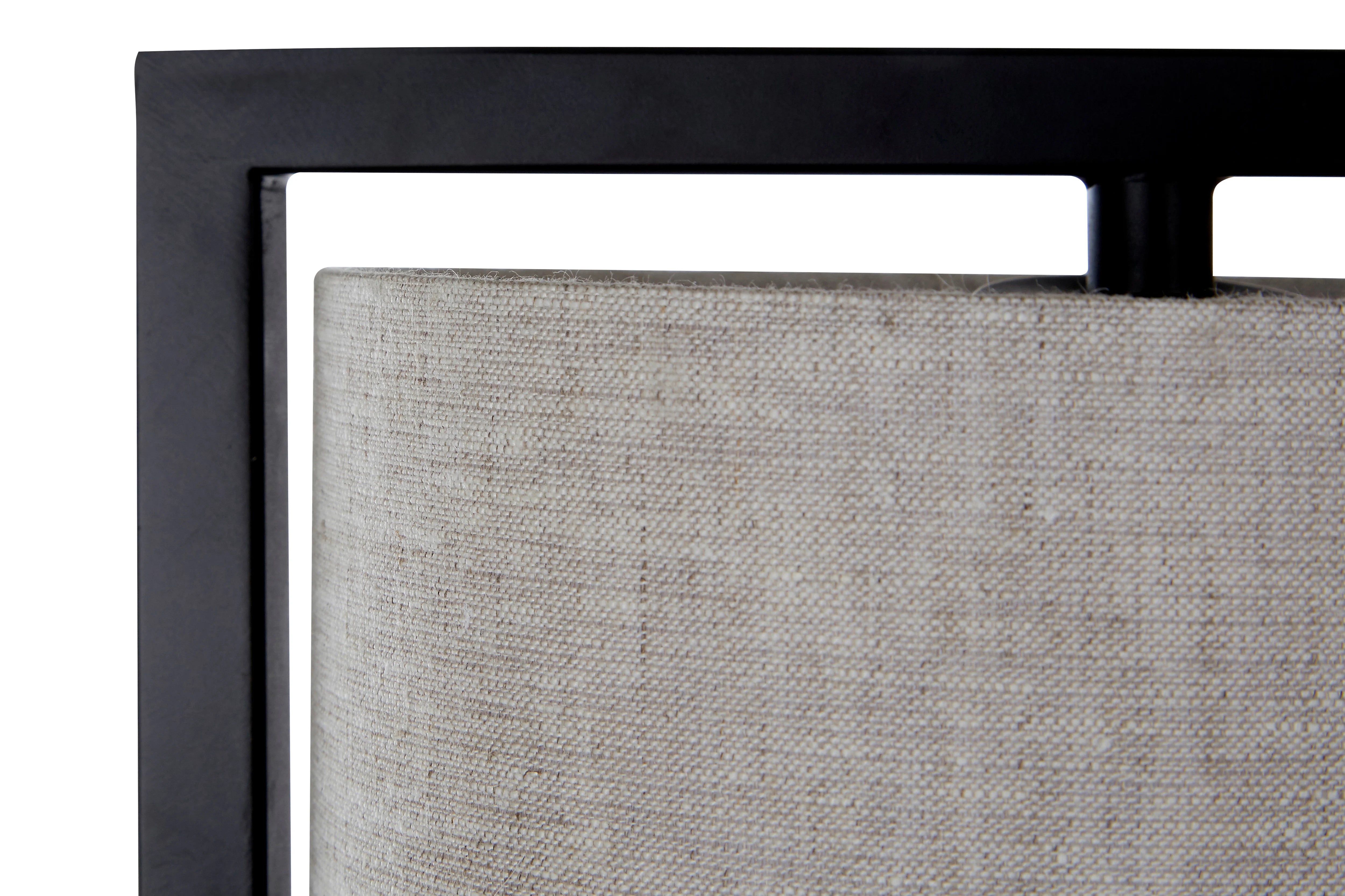 Aileen Black Deco Table Lamp with Natural Shade