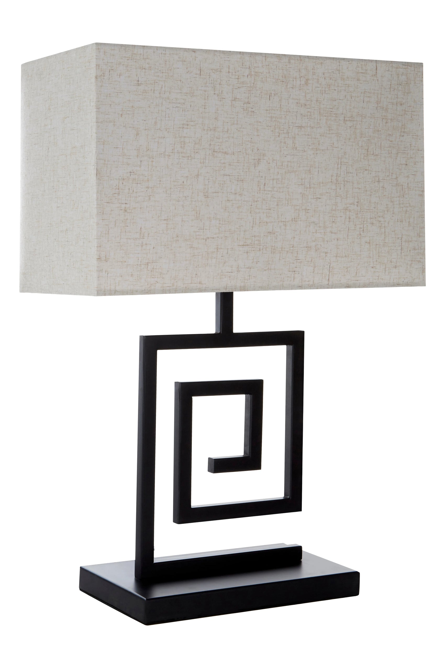 Tuka Black Spiral Table Lamp with White Fabric Shade
