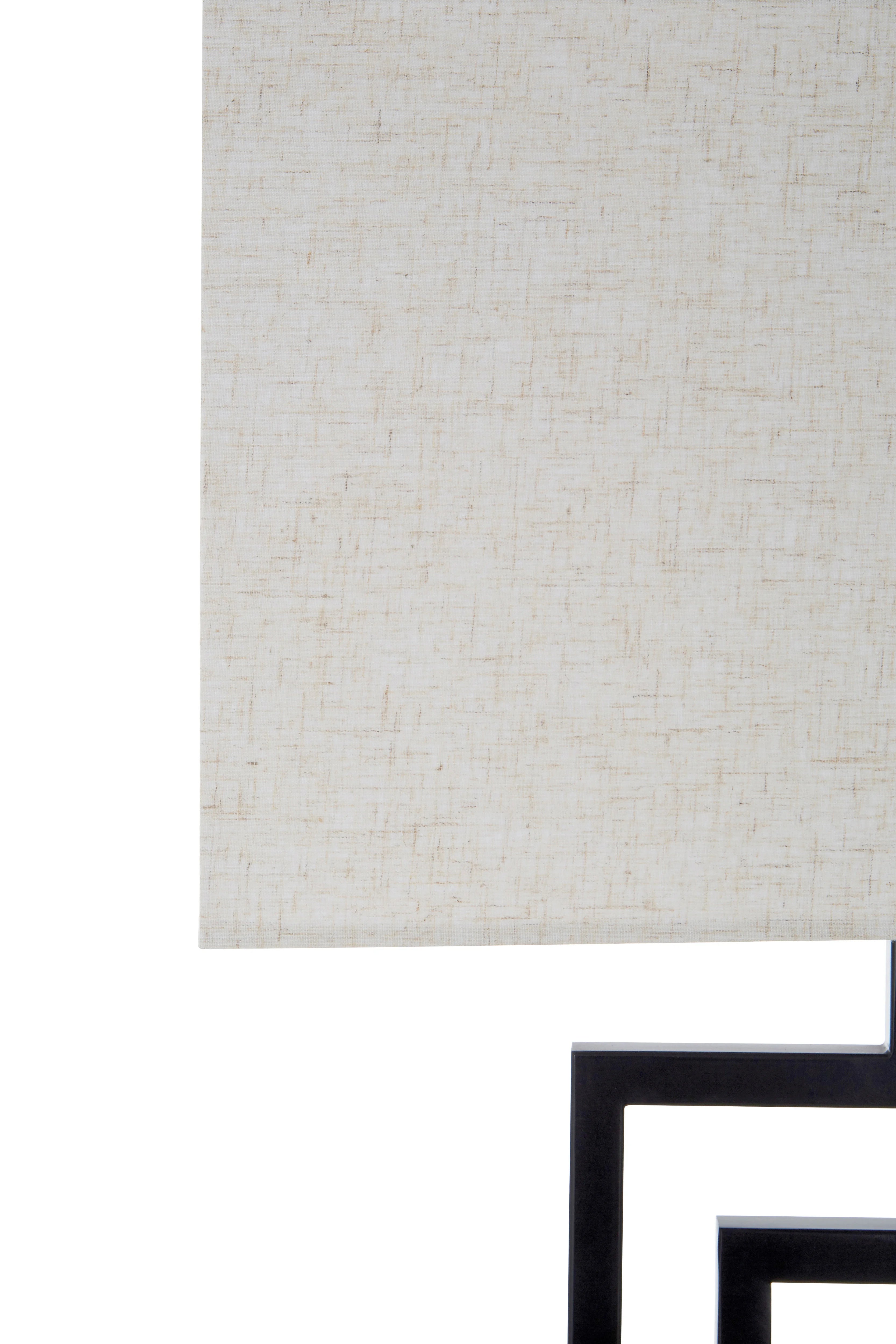 Tuka Black Spiral Table Lamp with White Fabric Shade