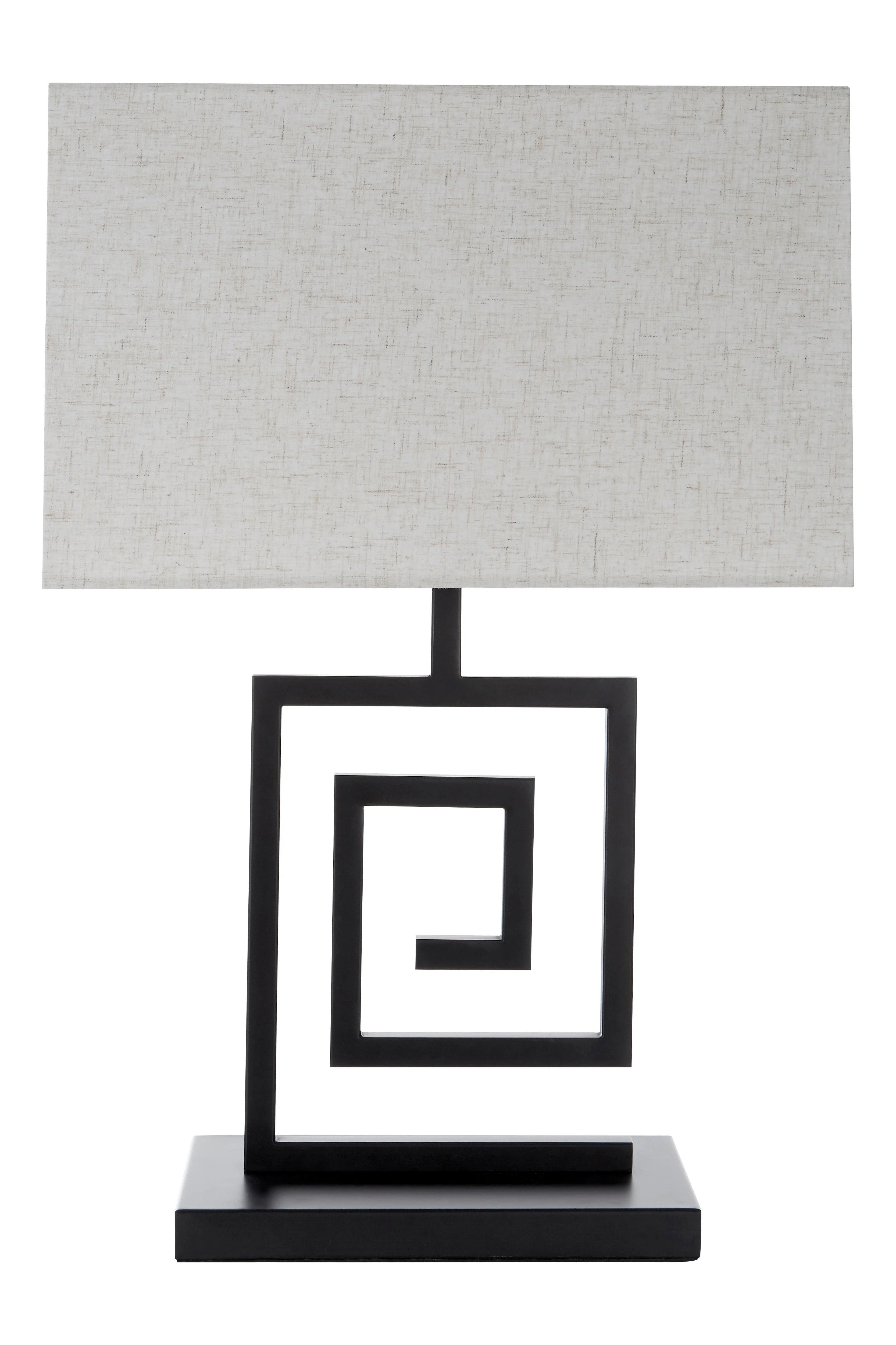 Tuka Black Spiral Table Lamp with White Fabric Shade
