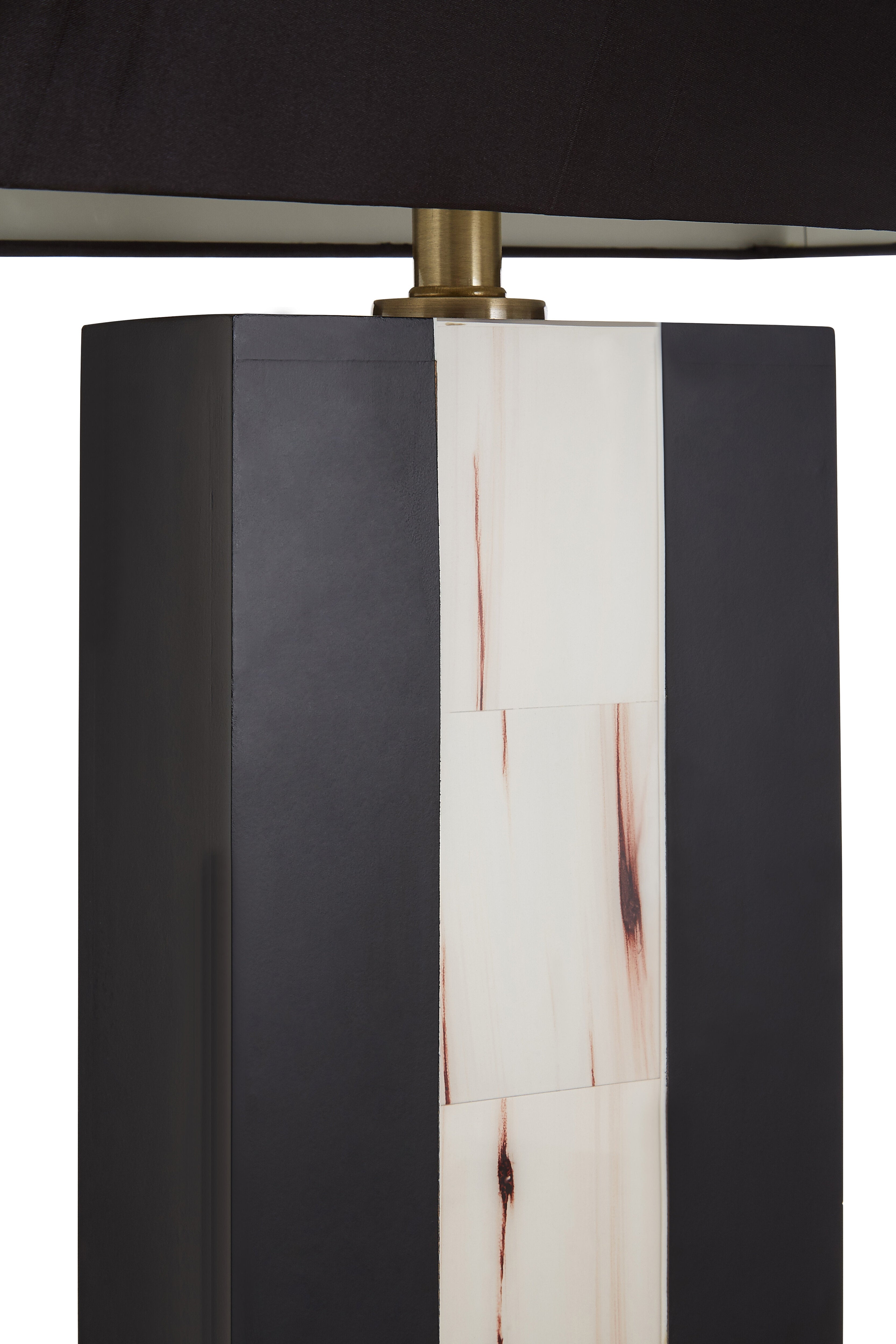 Cecilia Brass Bone Inlay Striped Table Lamp