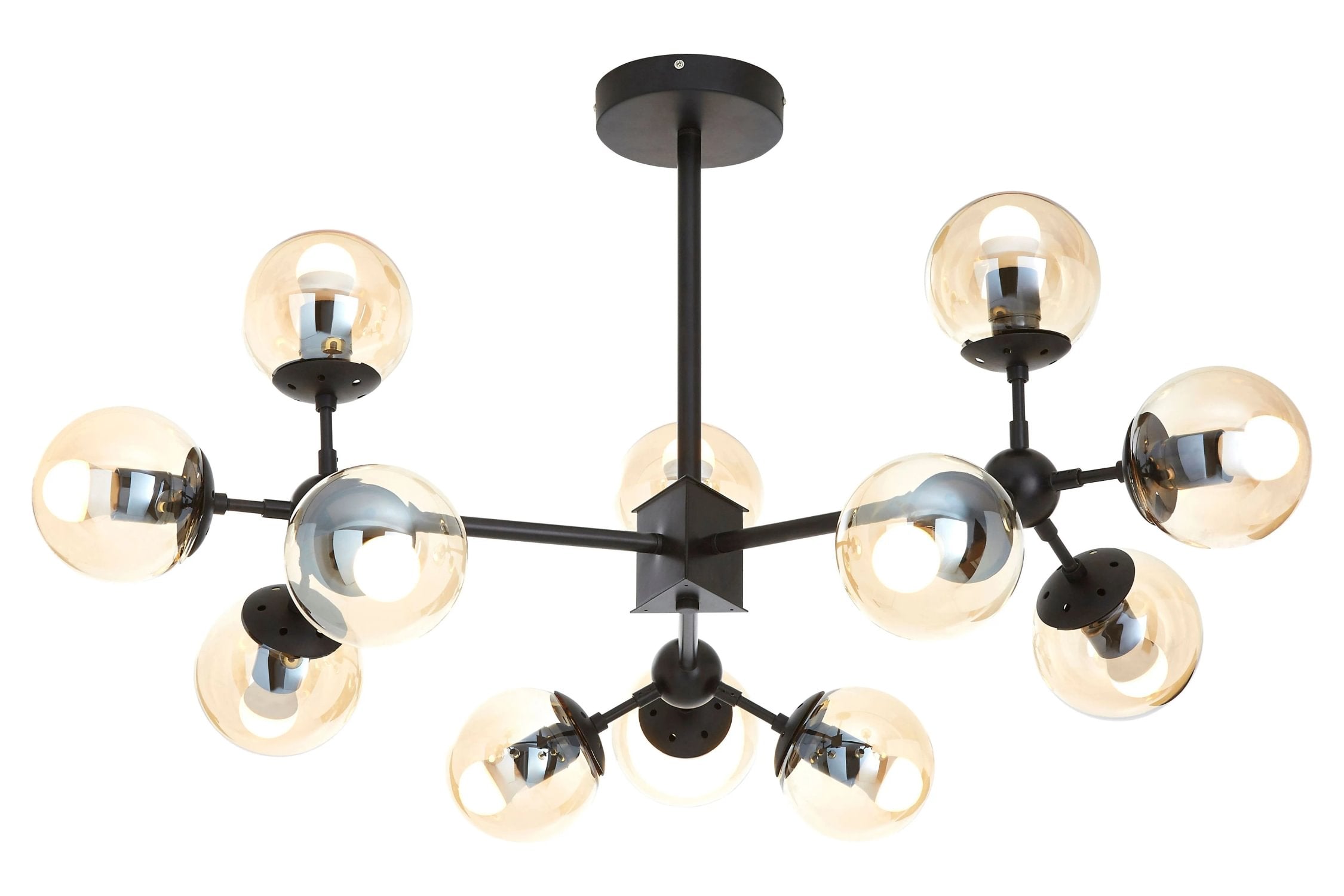 Stellar Matt Black 12 Arm Pendant Light