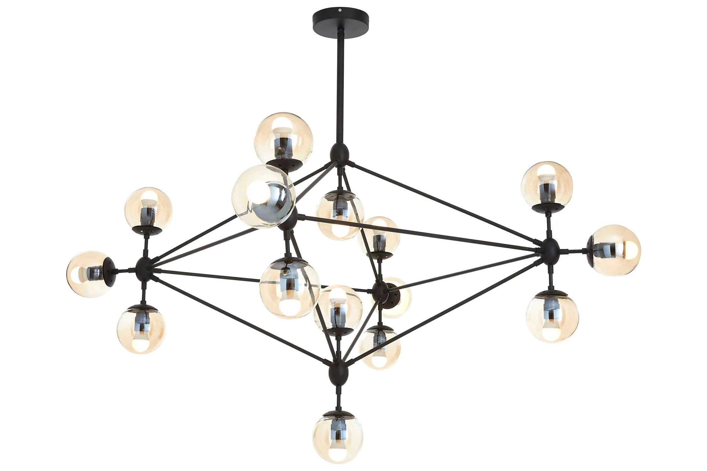 Stellar Matt Black 15 Arm Pendant Light