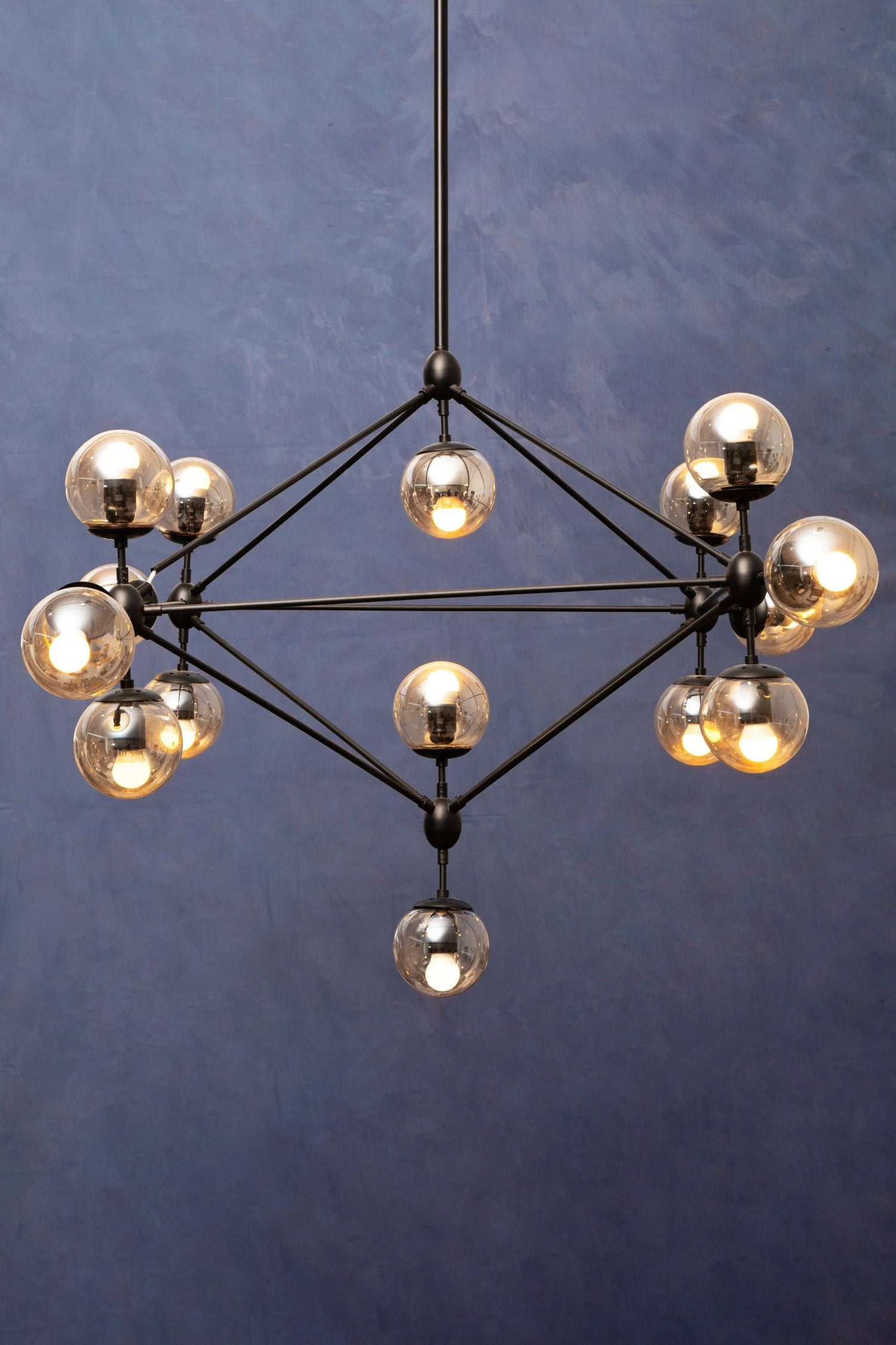 Stellar Matt Black 15 Arm Pendant Light