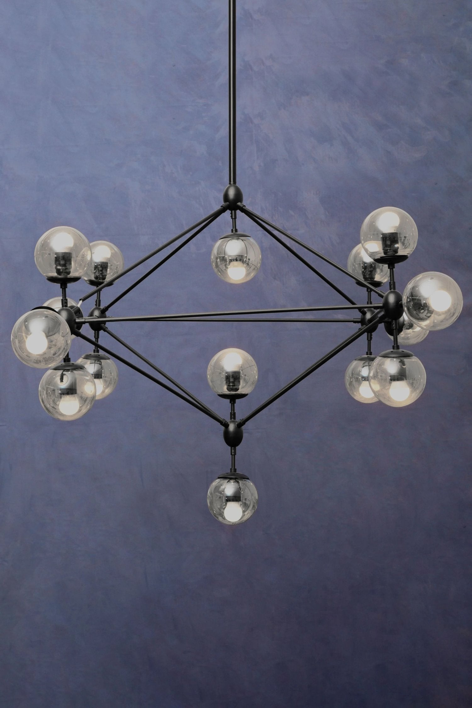 Stellar Matt Black 15 Arm Pendant Light