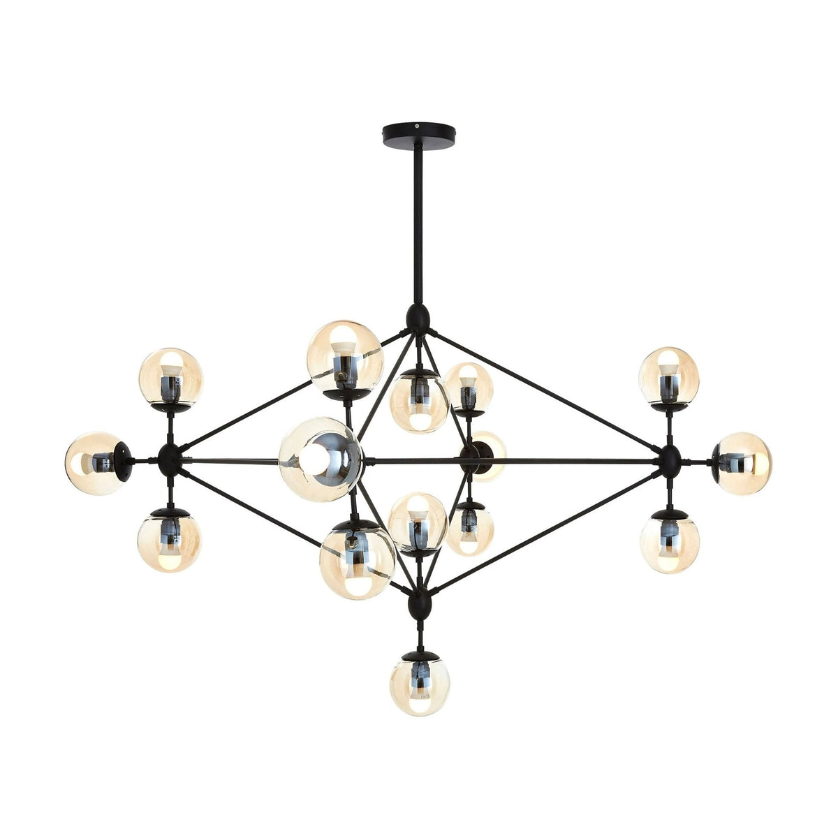 Stellar Matt Black 15 Arm Pendant Light