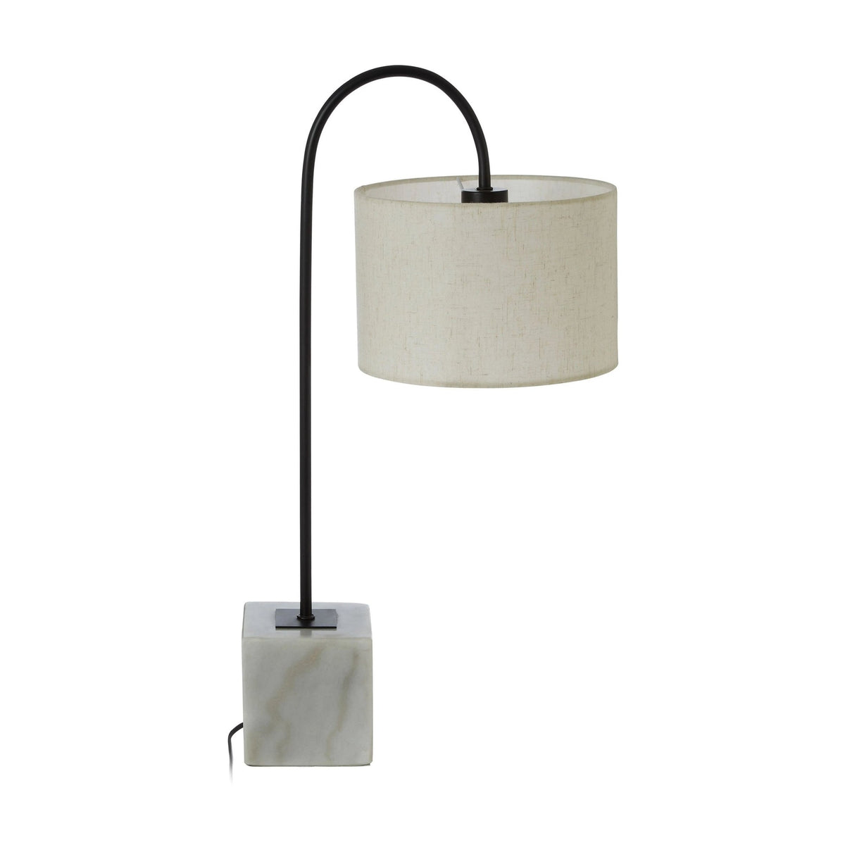 Langford Black Curved Stem & White Marble Table Lamp