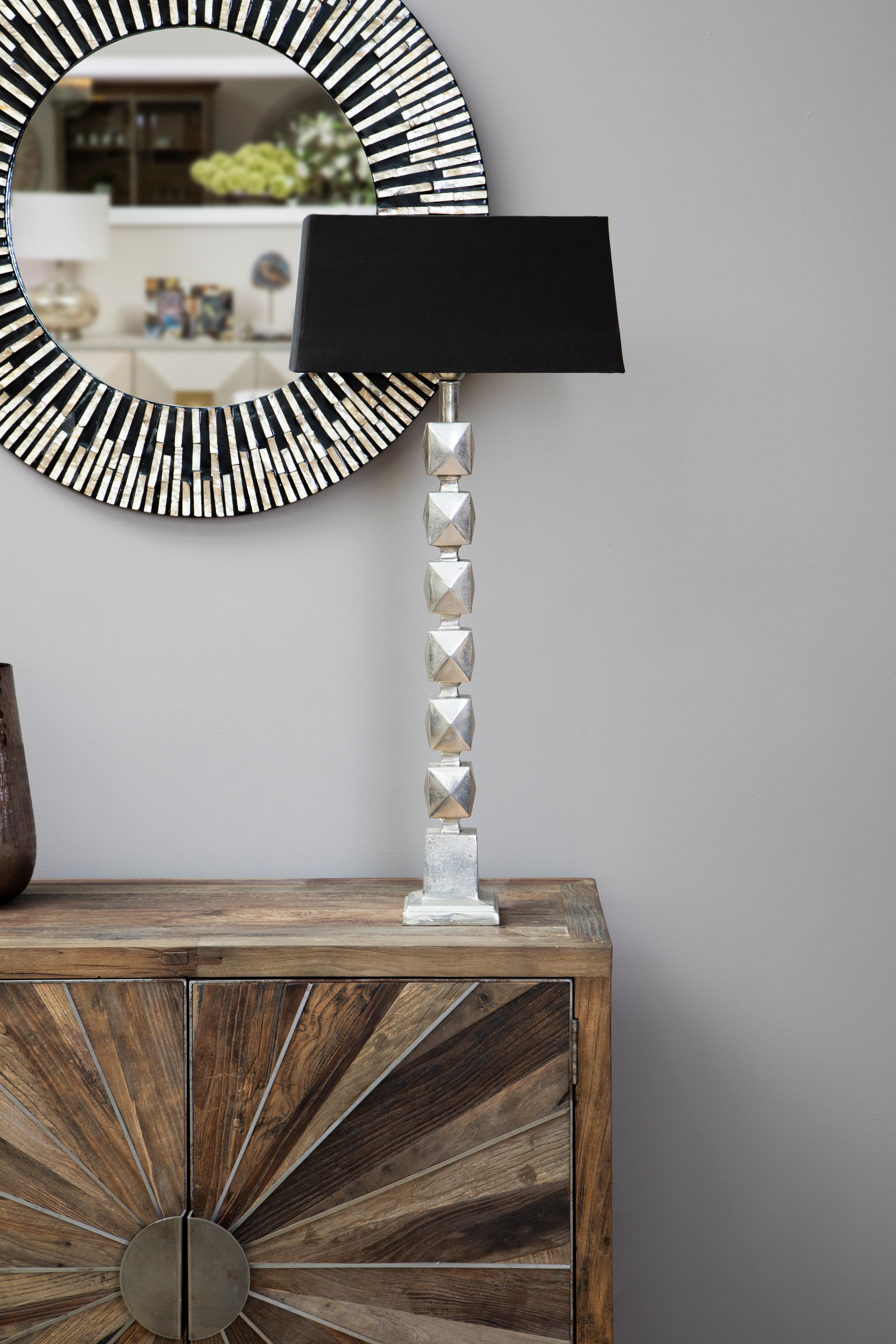 Cesar Silver Faceted Table Lamp