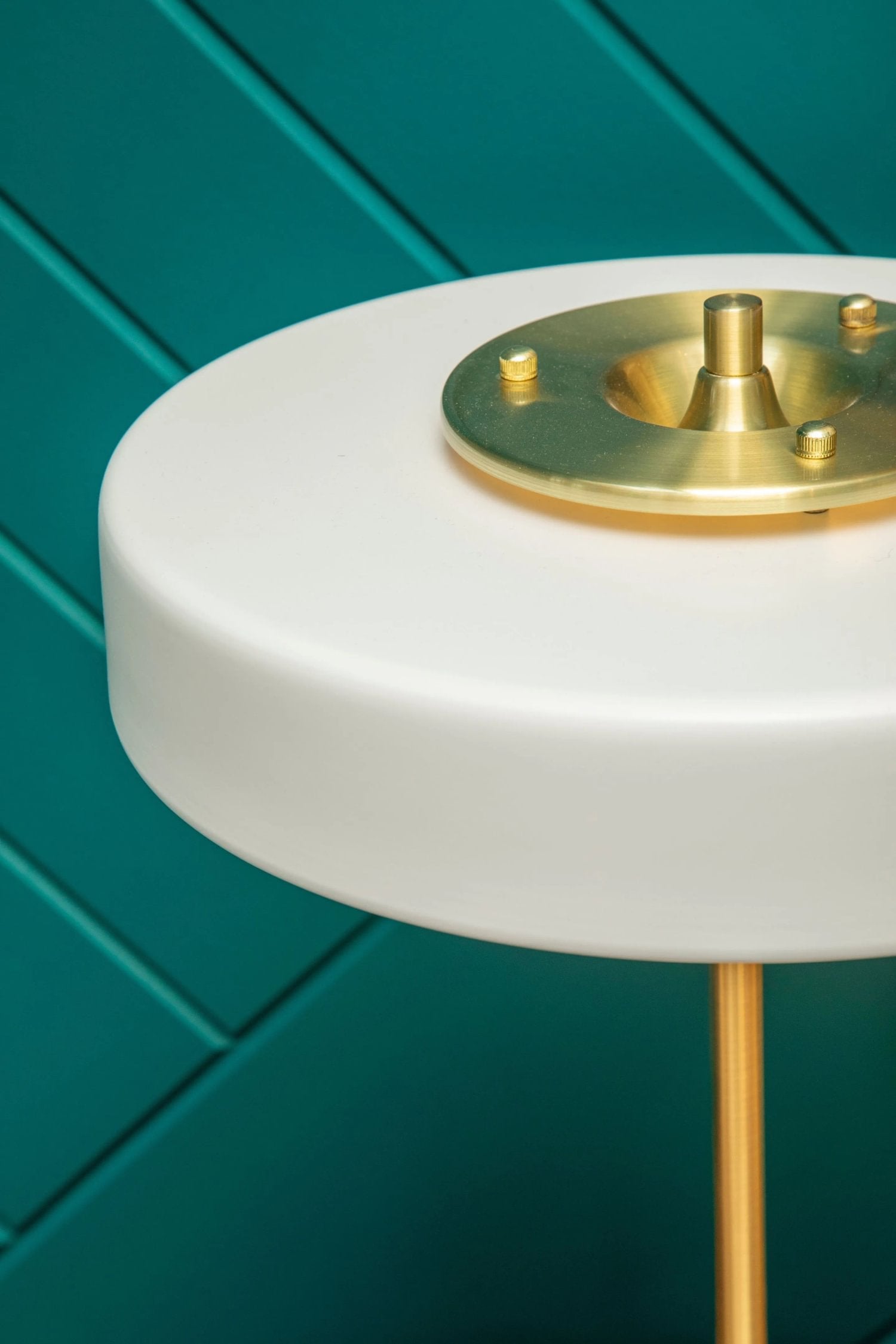 Savoy Brushed Brass Finish & White Shade Table Lamp