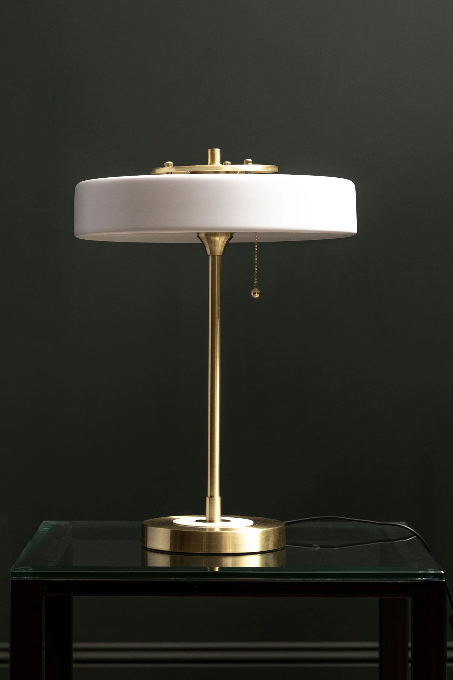Savoy Brushed Brass Finish & White Shade Table Lamp