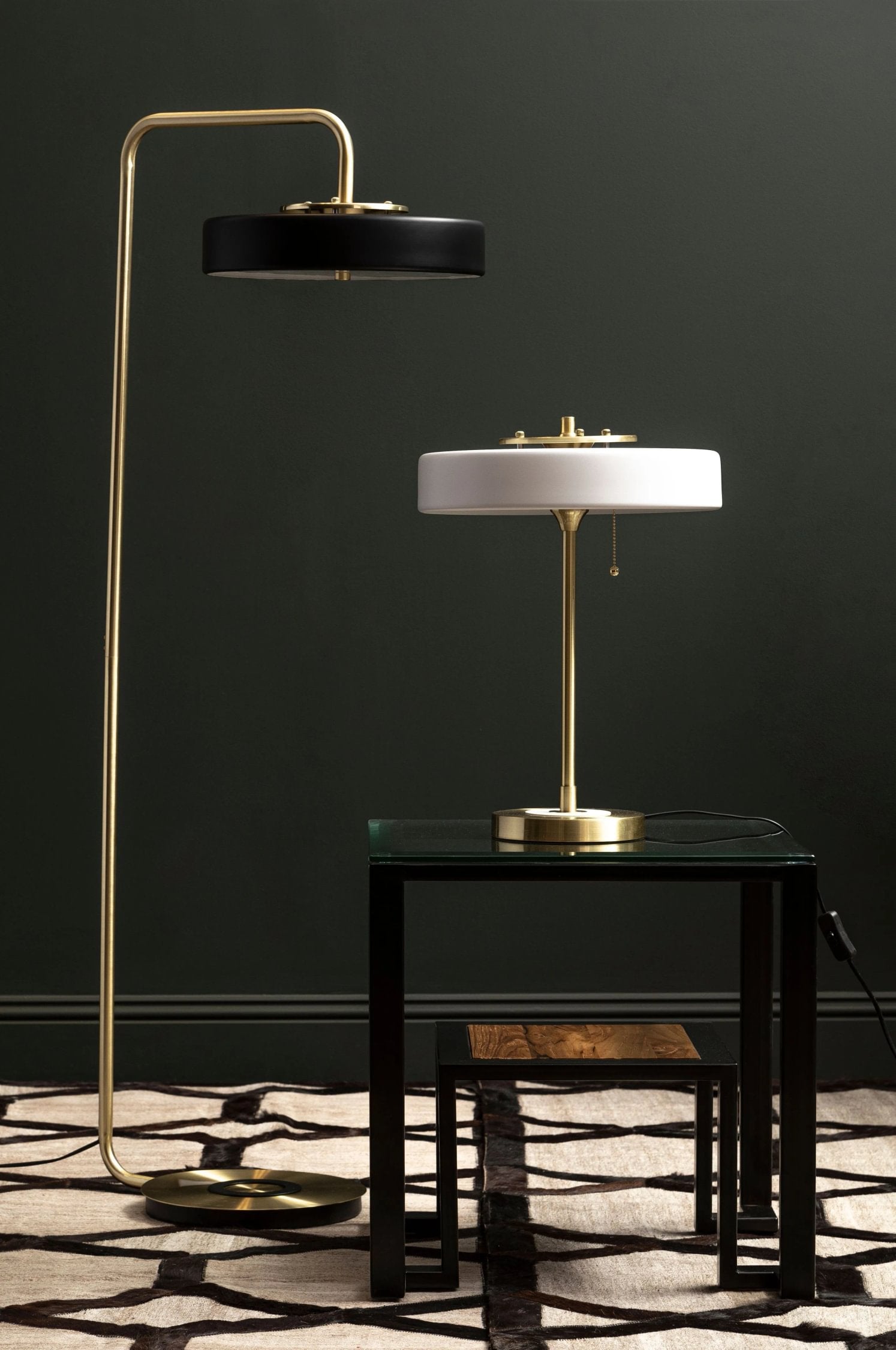 Savoy Brushed Brass Finish & White Shade Table Lamp