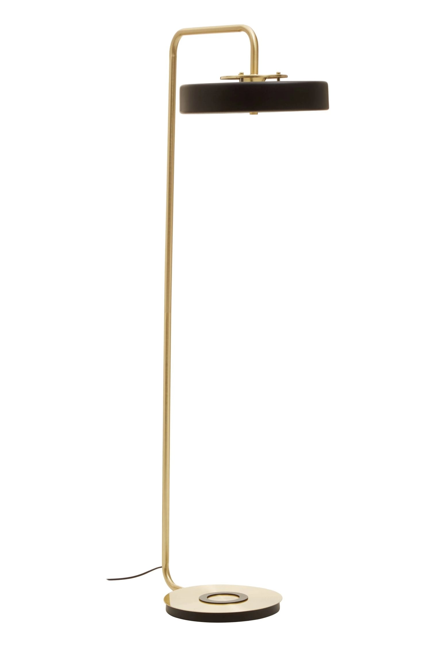 Savoy Brass Finish & Black Shade Floor Lamp