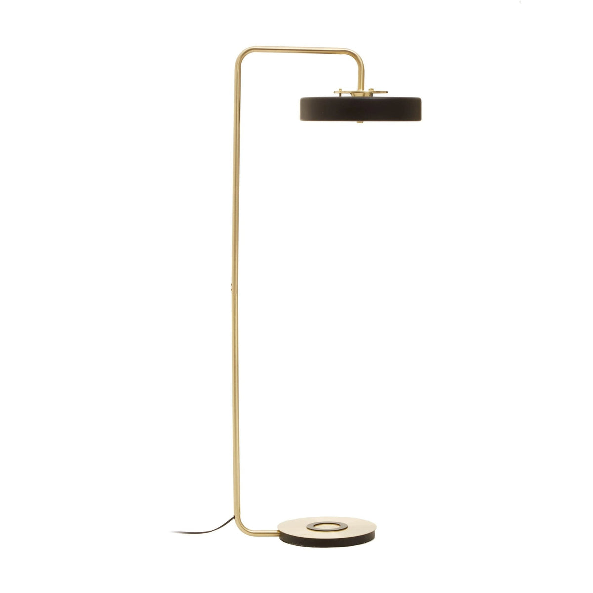 Savoy Brass Finish & Black Shade Floor Lamp