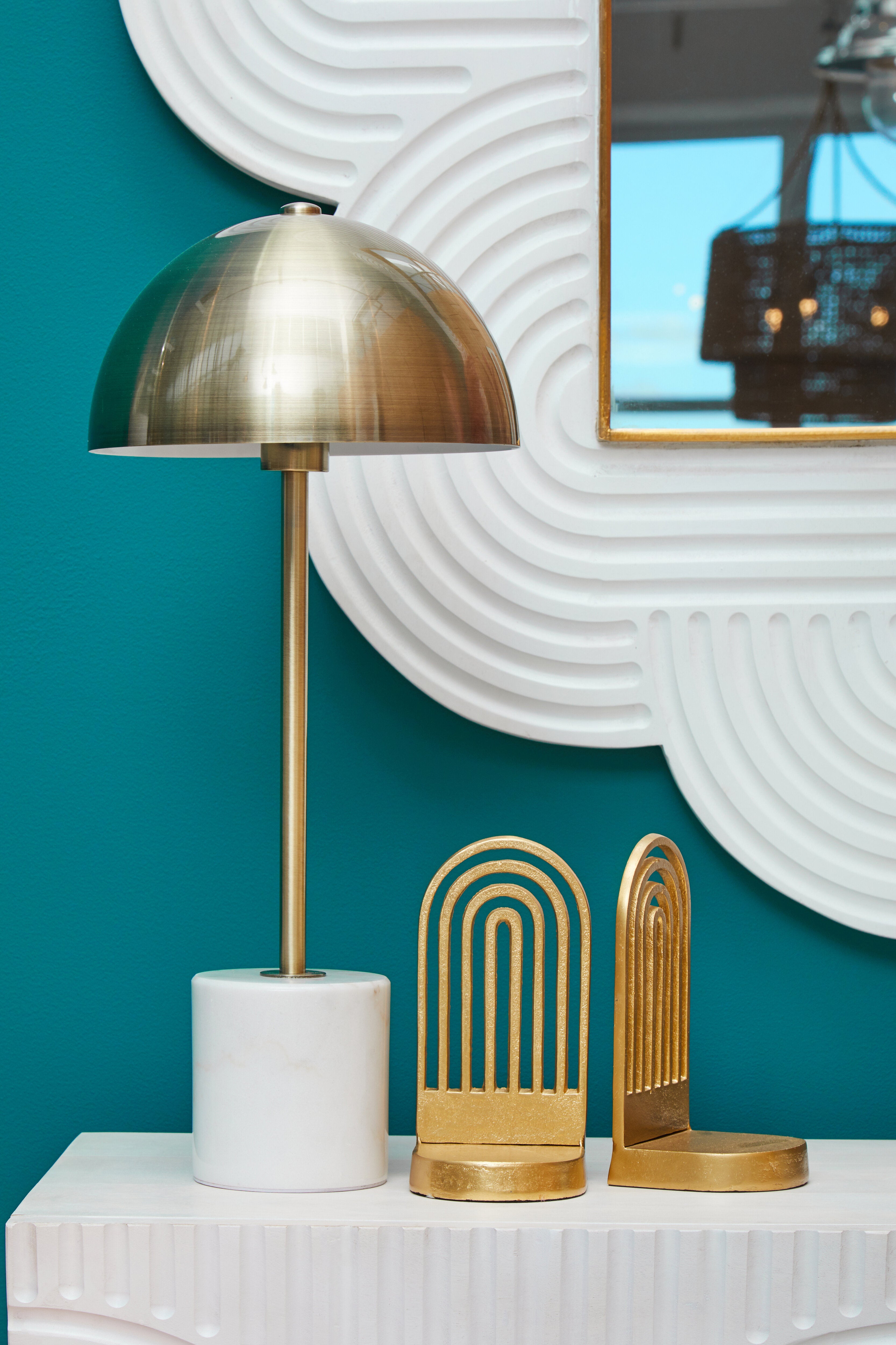 Henbury White Marble & Gold Dome Table Lamp