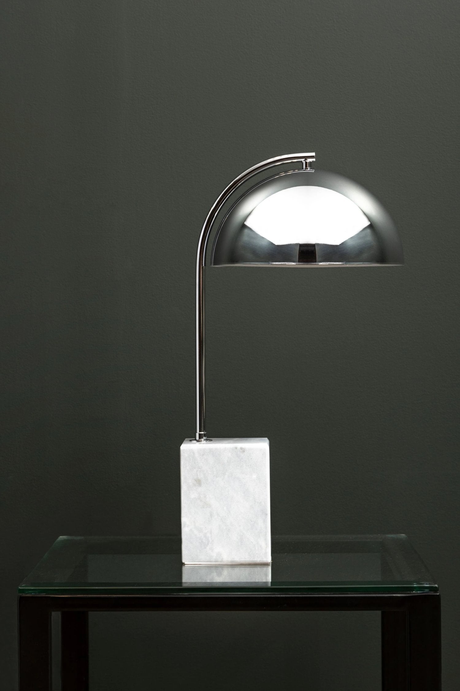 Langford Chrome Finish & Grey Marble Table Lamp
