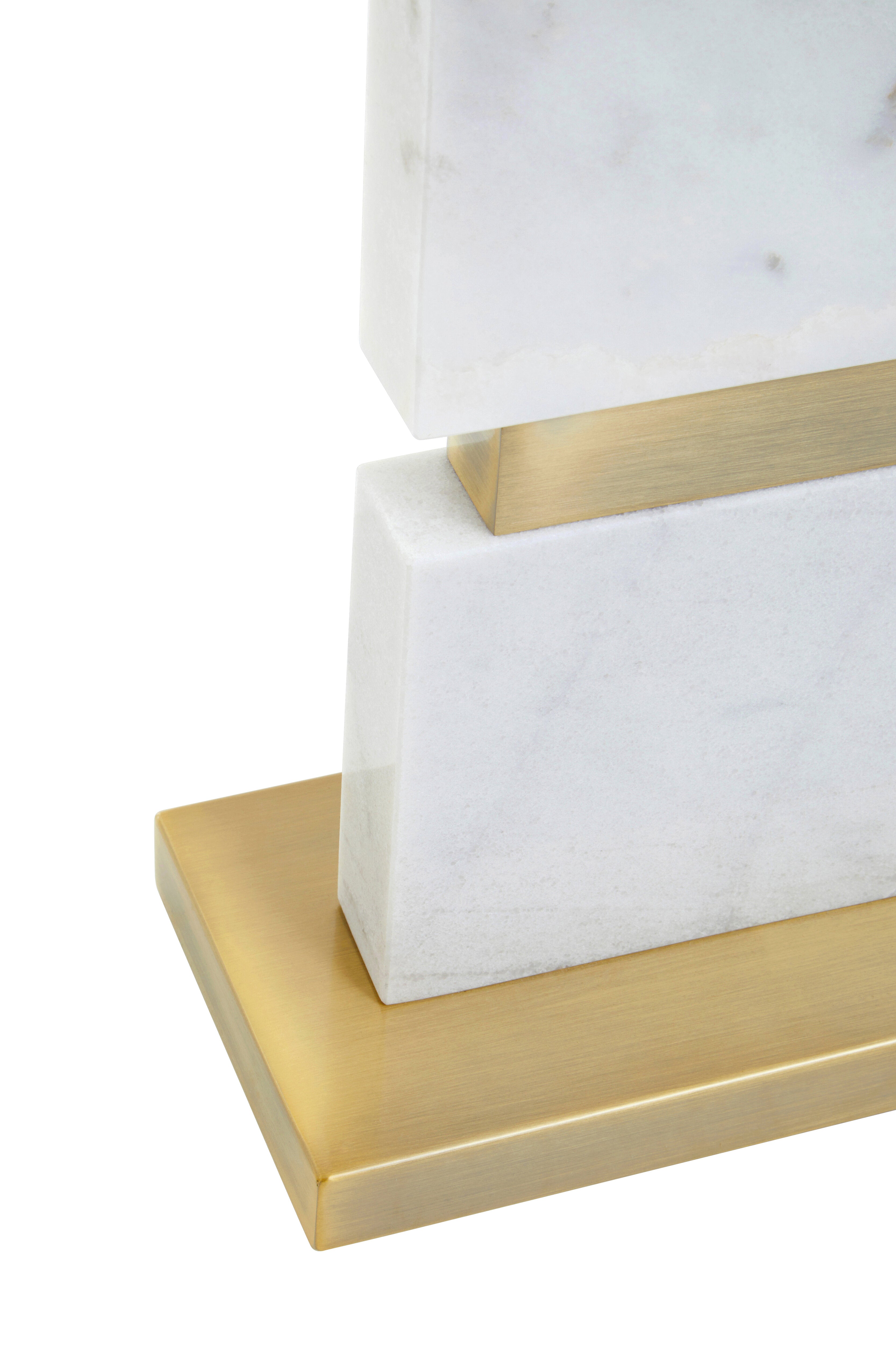 Loon White Marble & Gold Rectangle Table Lamp