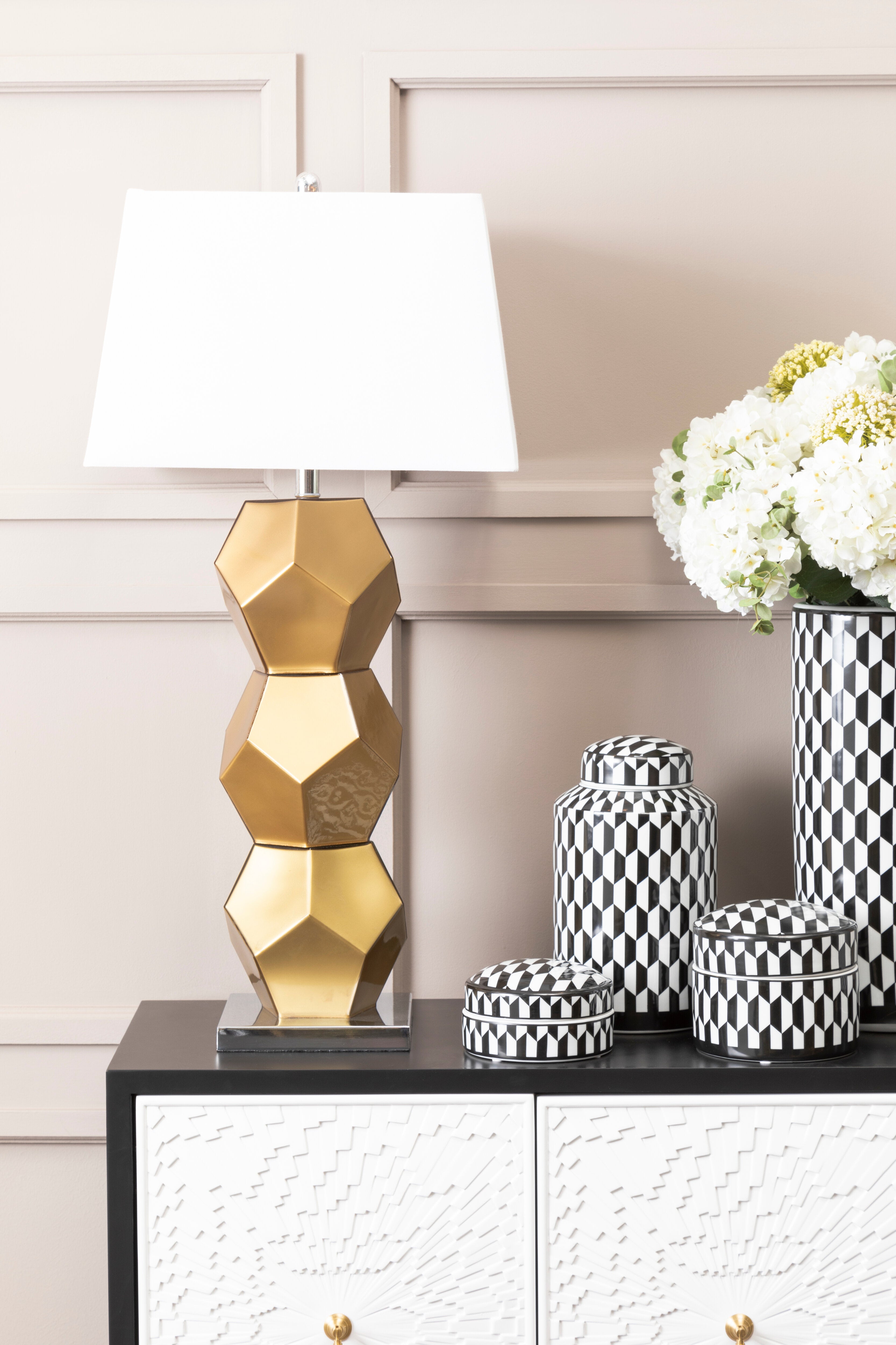 Palais Gold Glass Table Lamp with Chrome Base