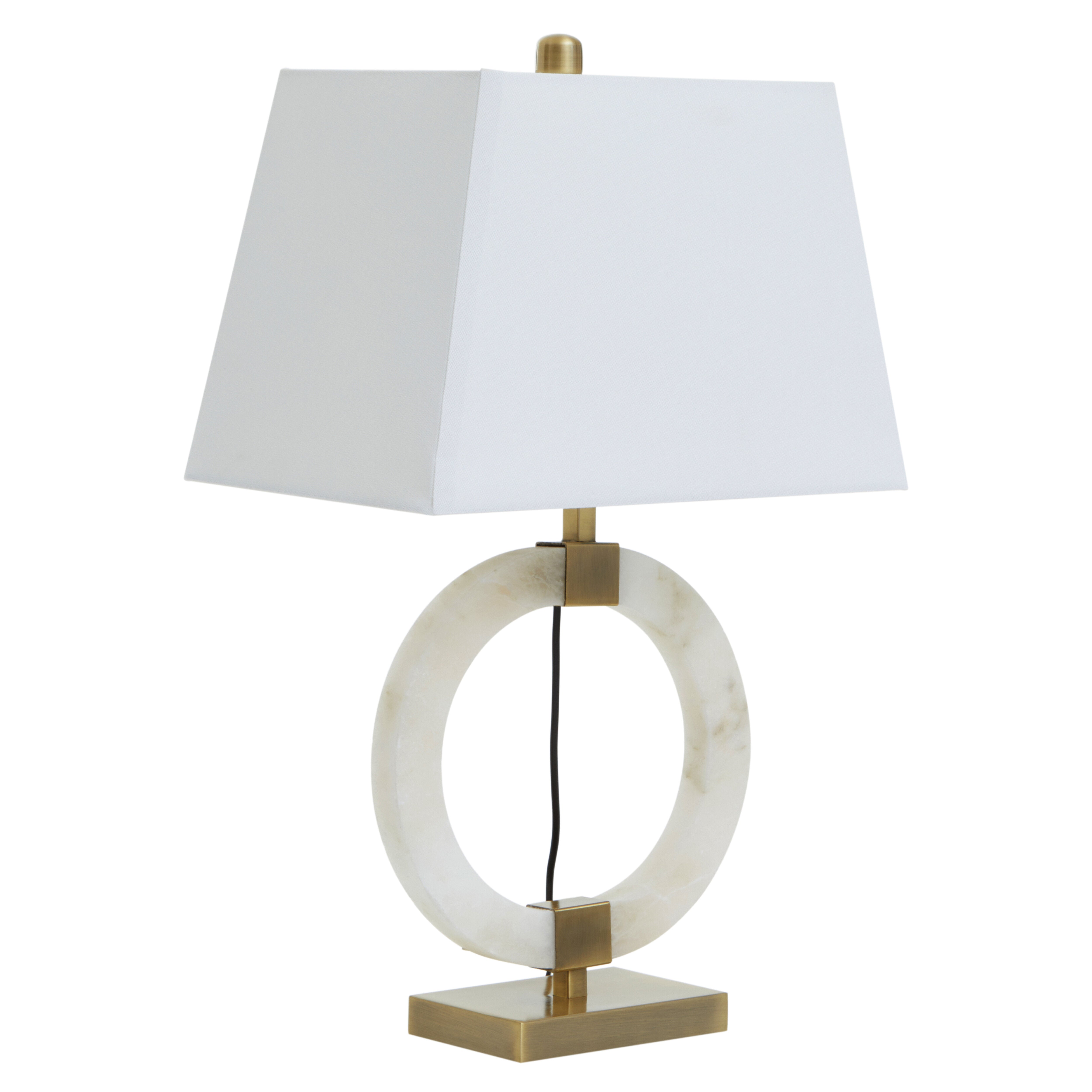 Amelia Circular Marble Table Lamp with Ivory Shade
