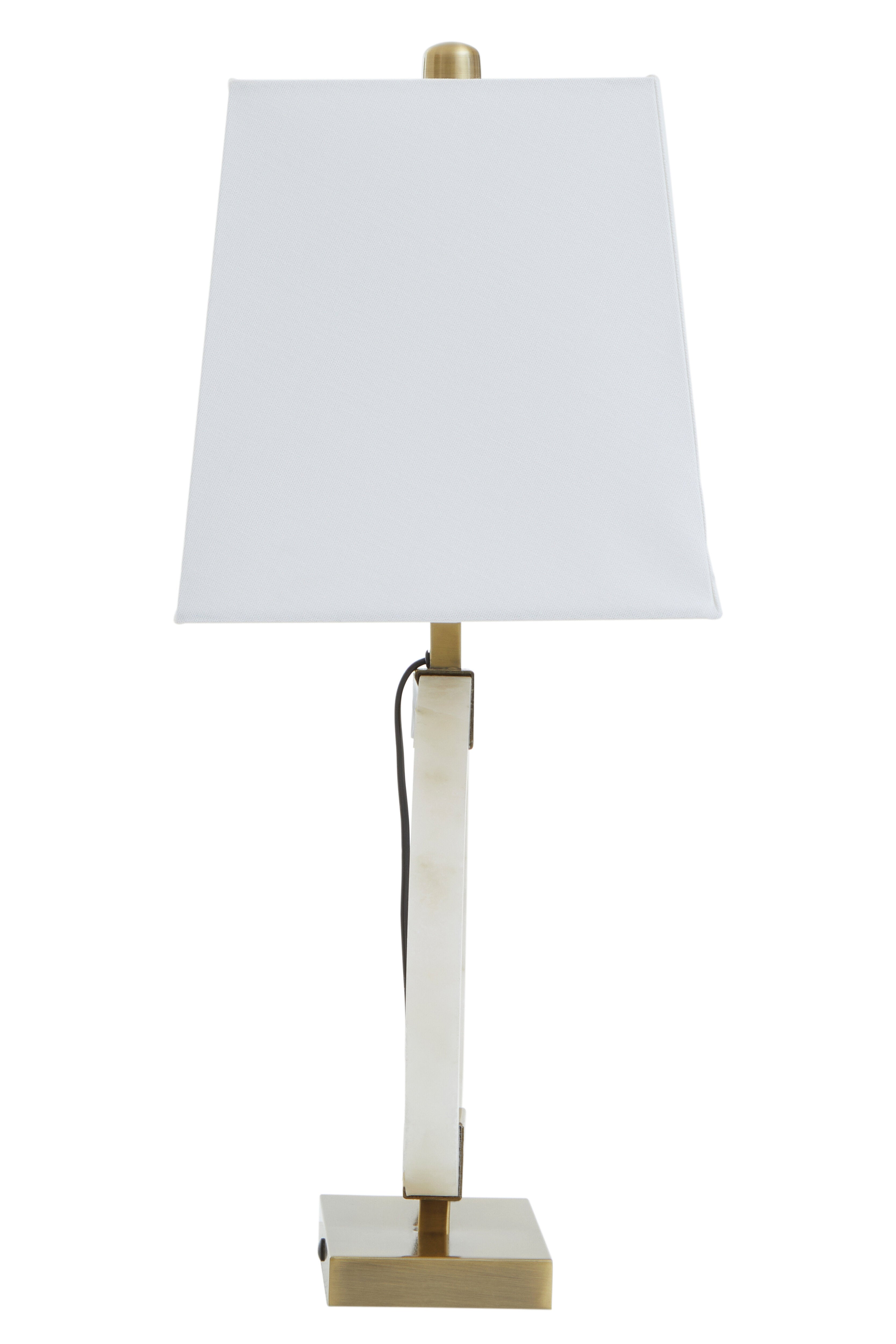 Amelia Circular Marble Table Lamp with Ivory Shade