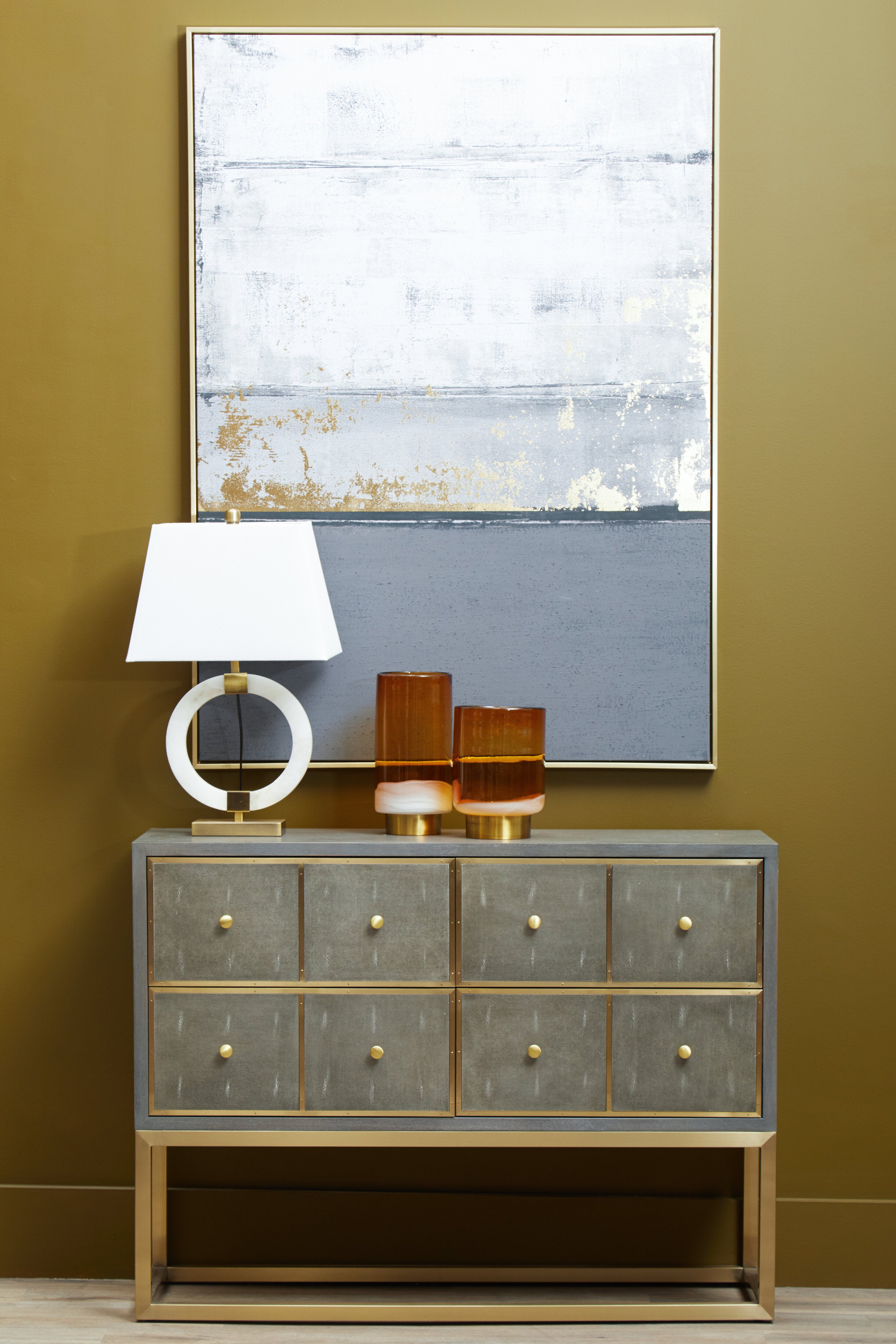 Amelia Circular Marble Table Lamp with Ivory Shade