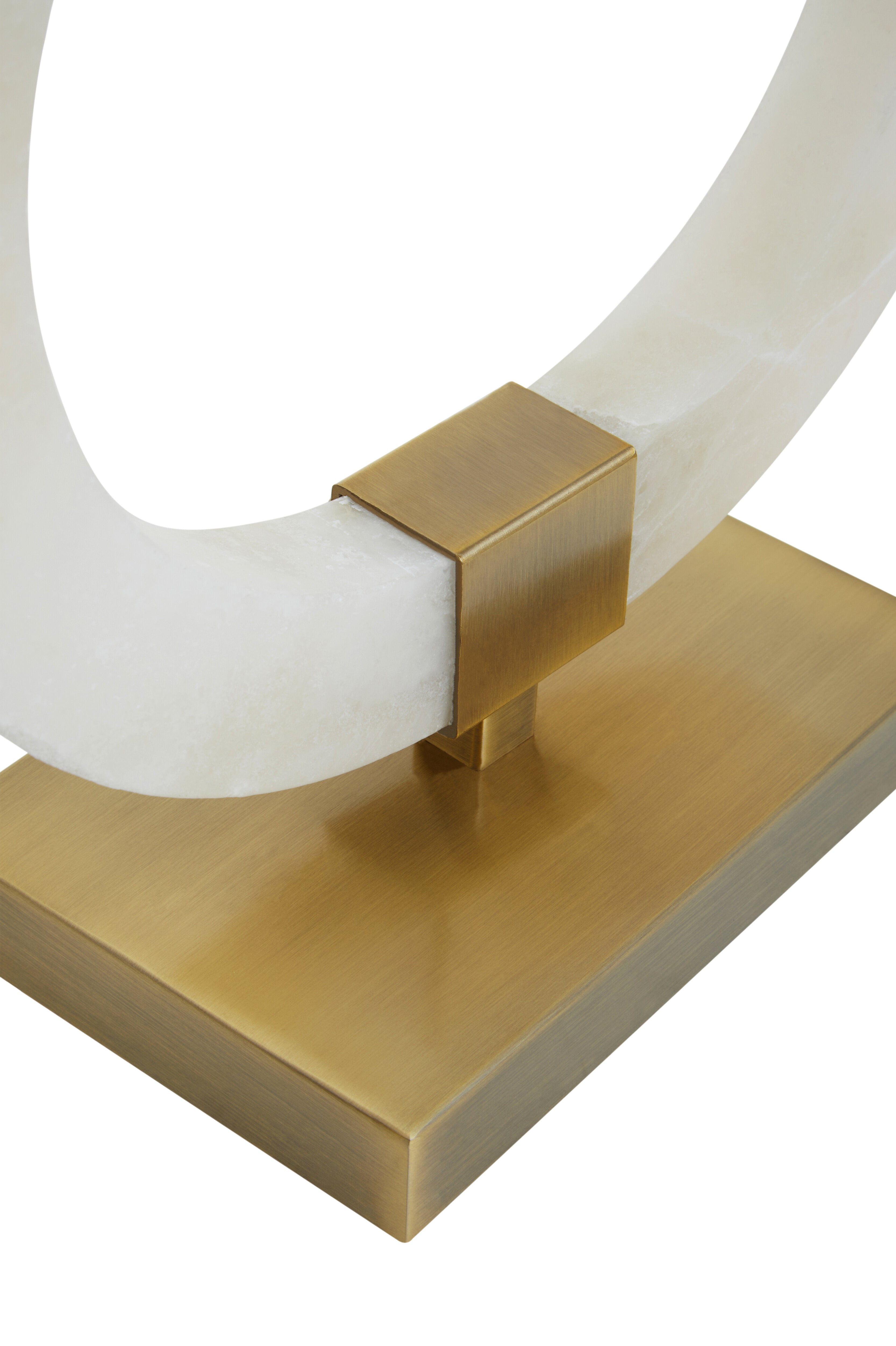 Amelia Circular Marble Table Lamp with Ivory Shade