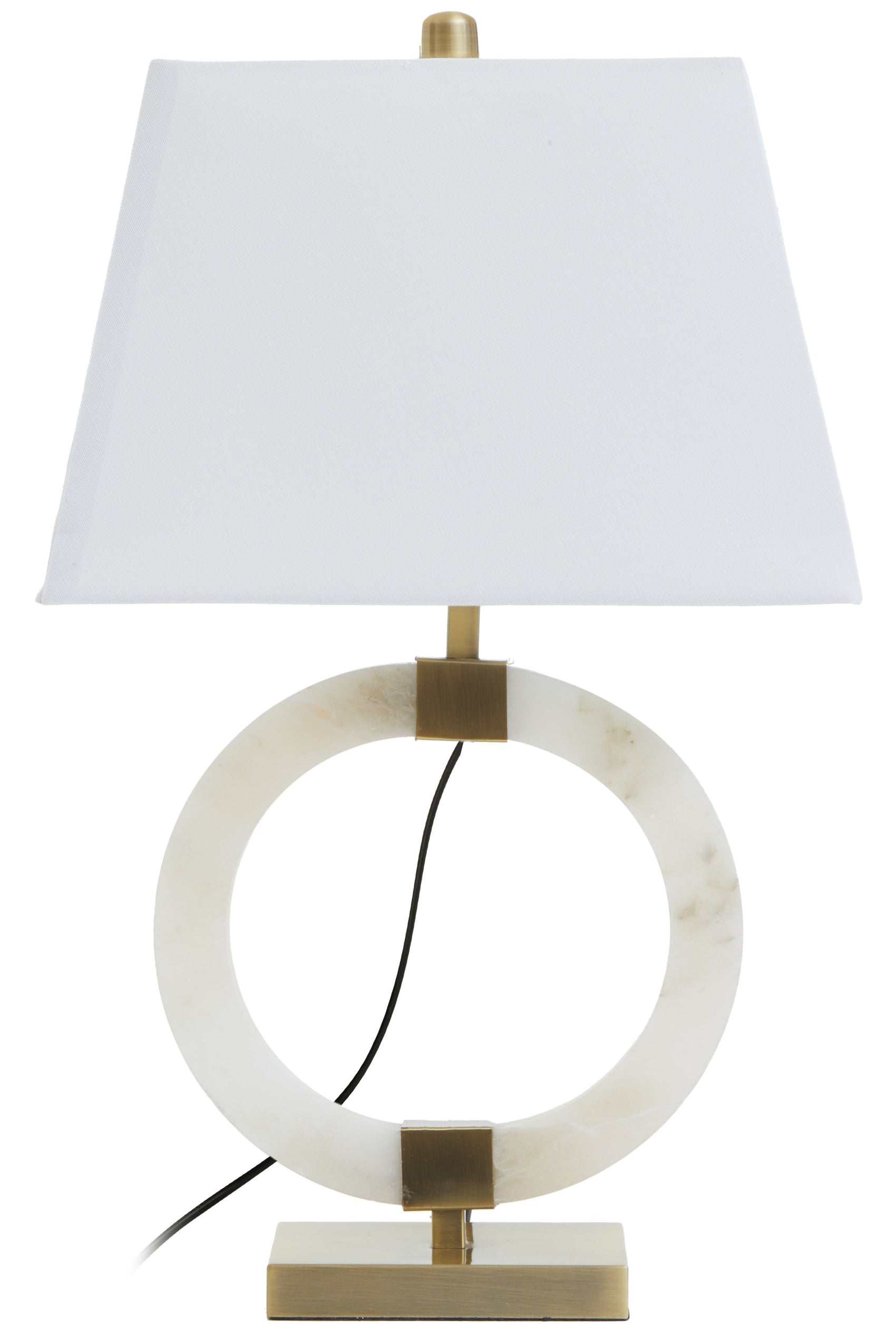 Amelia Circular Marble Table Lamp with Ivory Shade