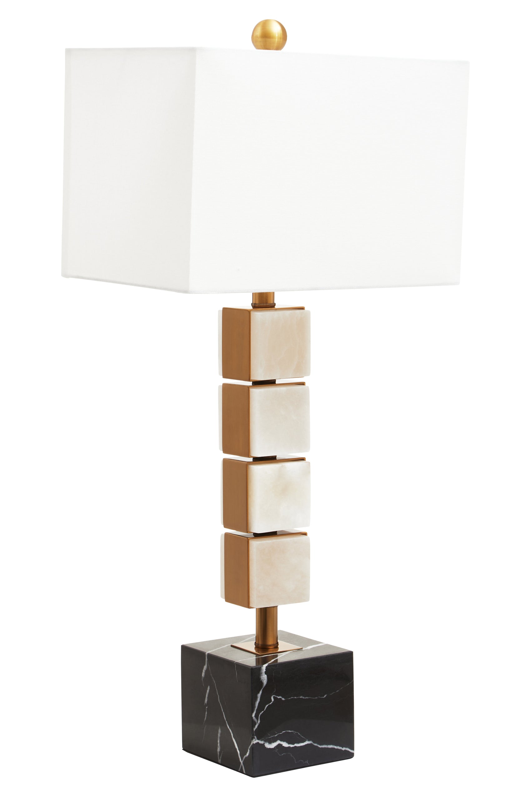 Borello Grey Marble & Gold Stacked Table Lamp