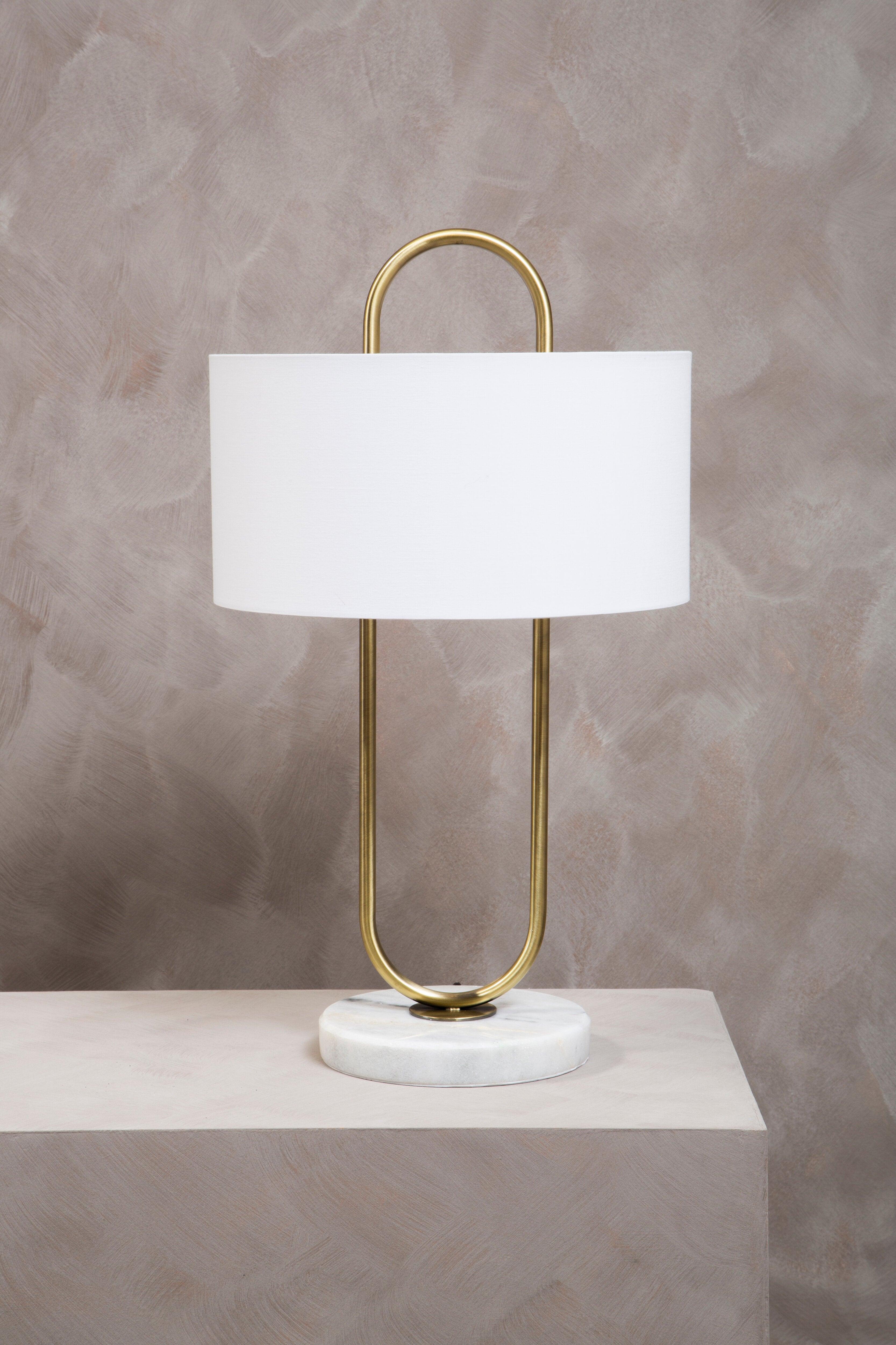 Varo White Marble & Gold Table Lamp
