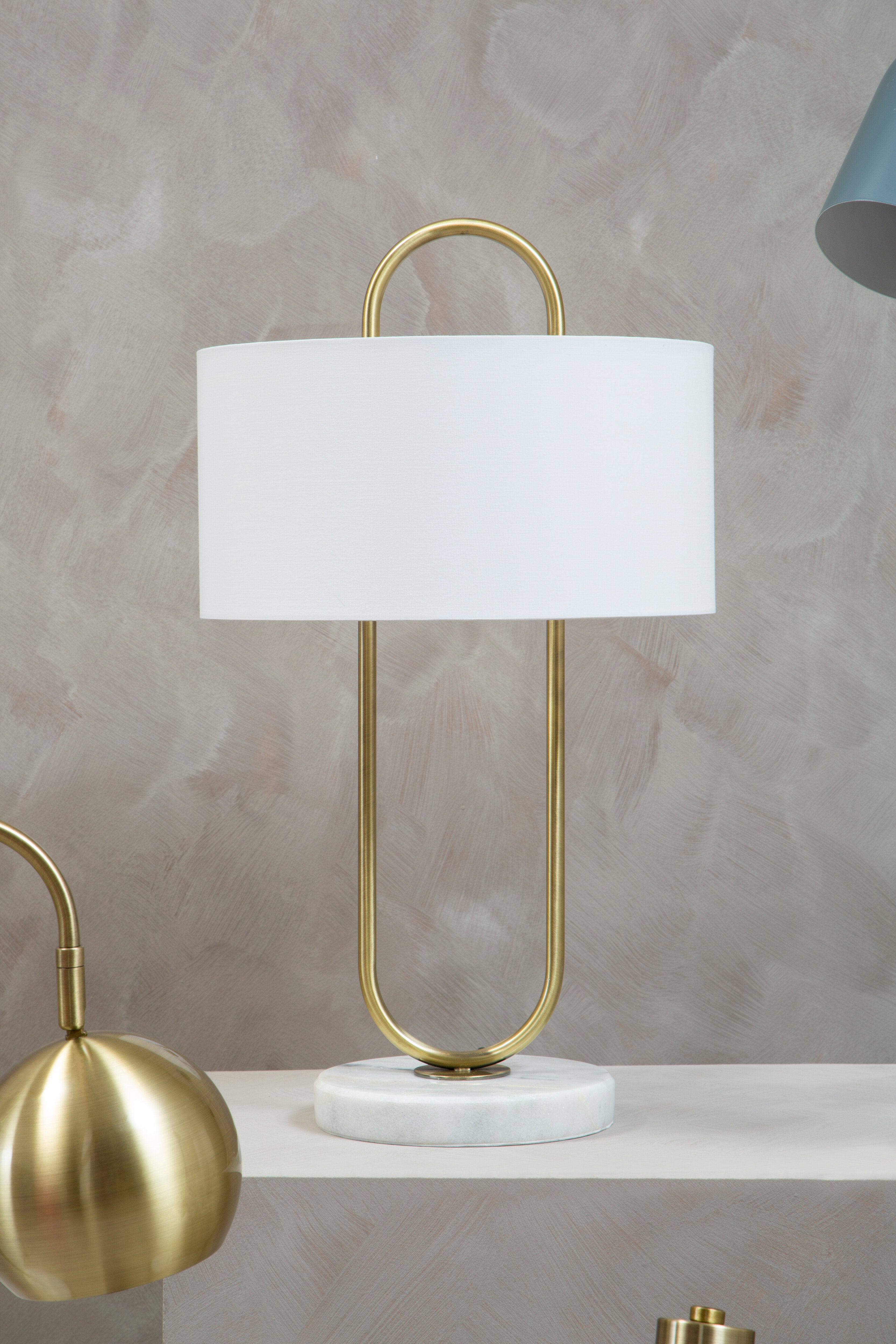 Varo White Marble & Gold Table Lamp