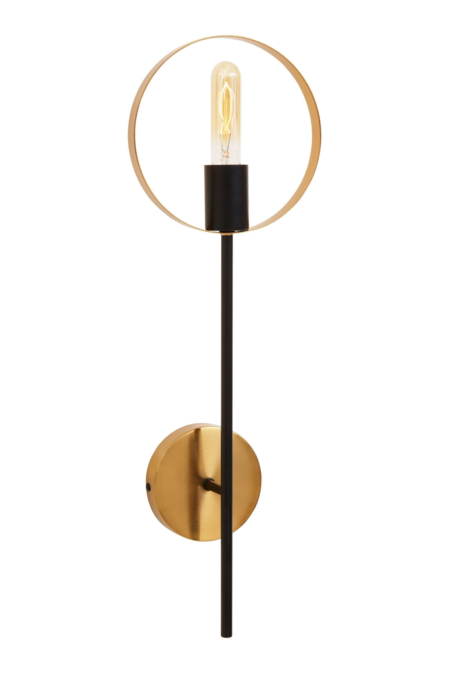 Vector Brass & Black Finish 1 Bulb Ring Wall Light