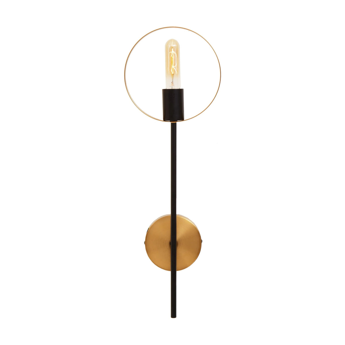 Vector Brass & Black Finish 1 Bulb Ring Wall Light