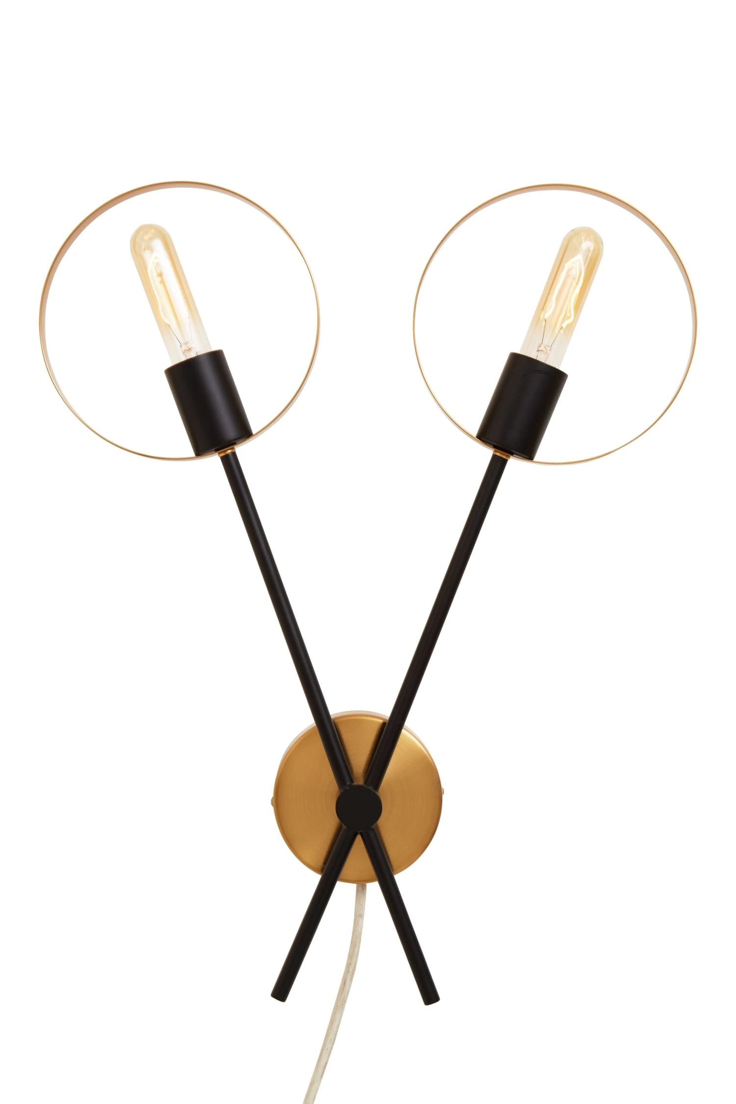 Vector Brass & Black Finish 2 Bulb Ring Wall Light