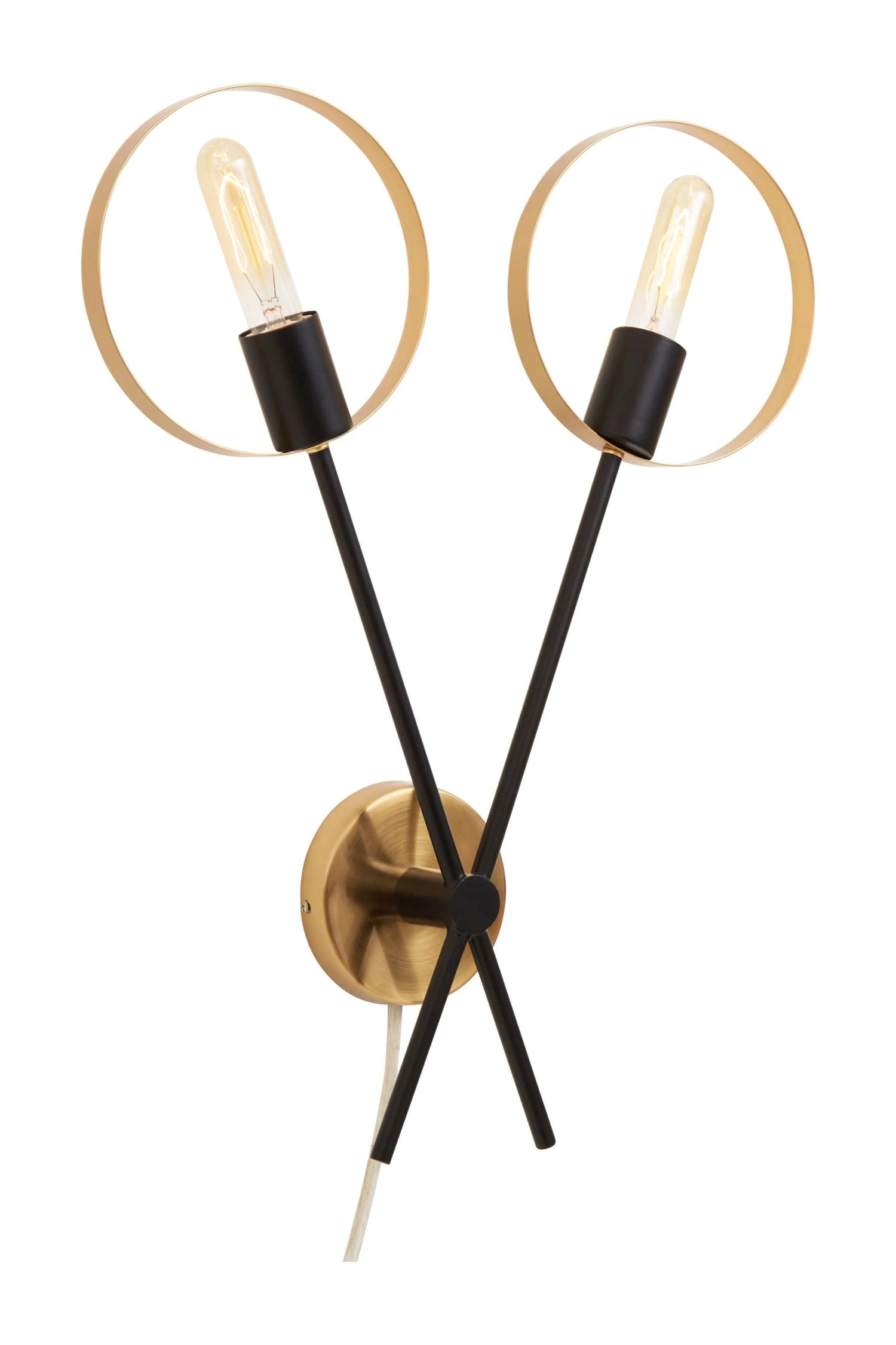Vector Brass & Black Finish 2 Bulb Ring Wall Light