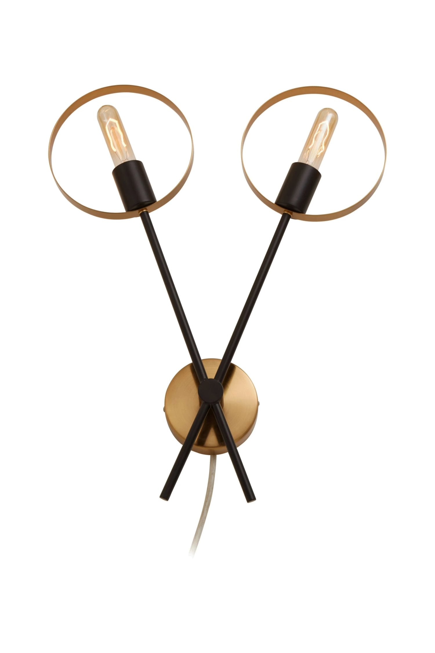 Vector Brass & Black Finish 2 Bulb Ring Wall Light