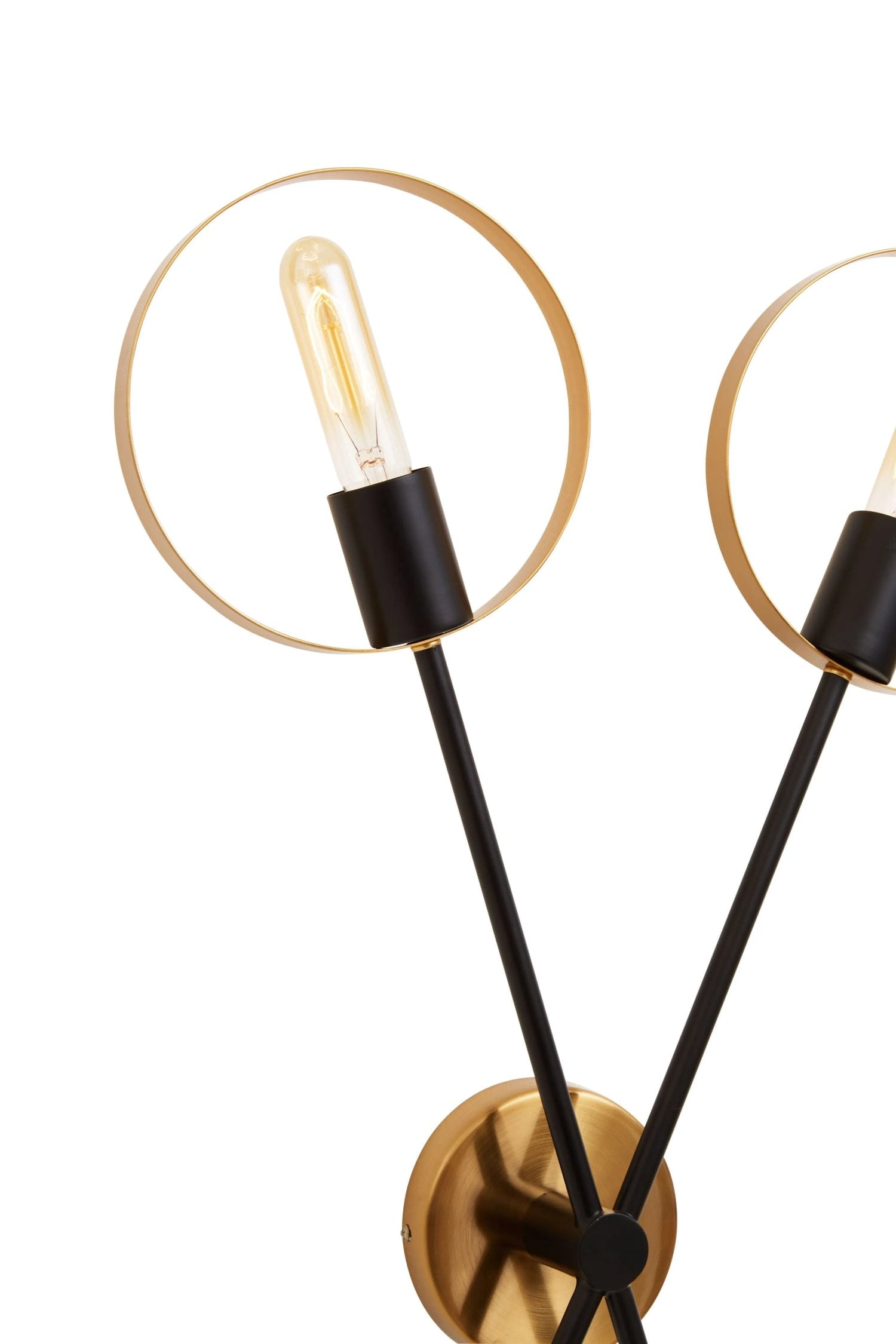 Vector Brass & Black Finish 2 Bulb Ring Wall Light