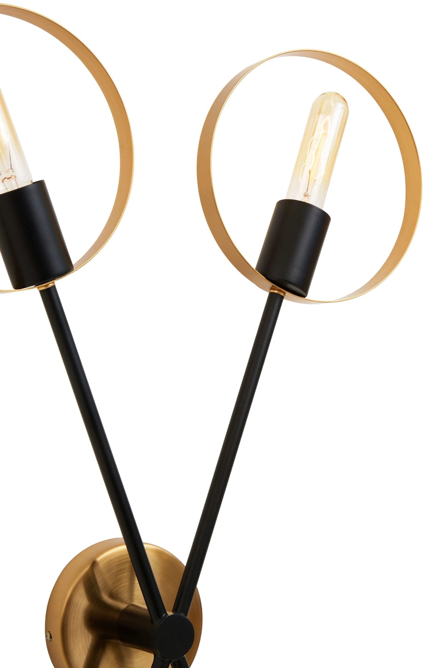 Vector Brass & Black Finish 2 Bulb Ring Wall Light