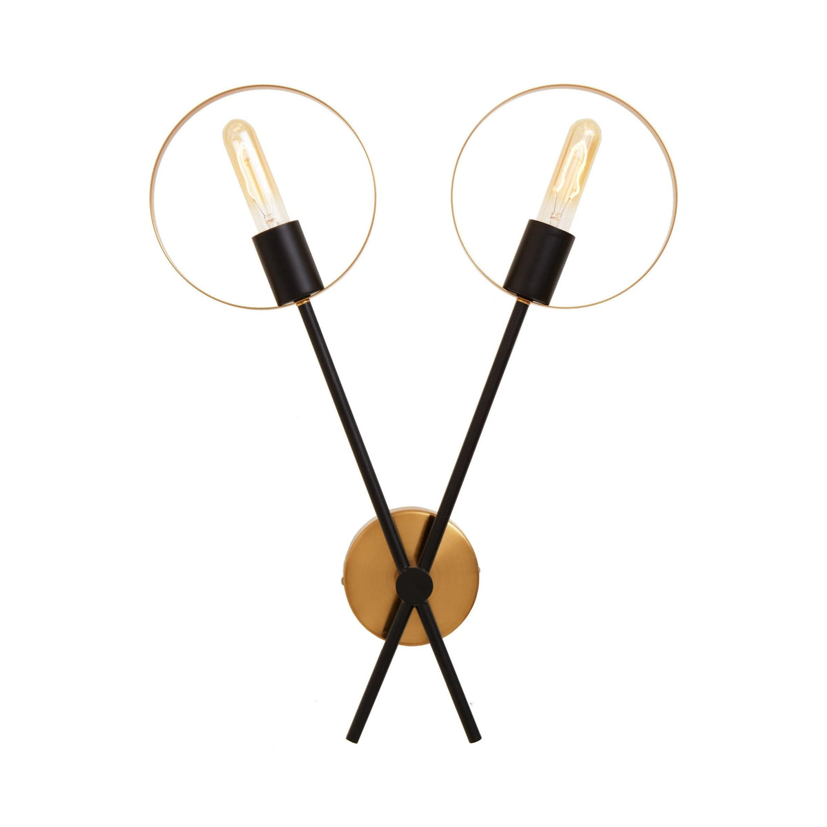 Vector Brass & Black Finish 2 Bulb Ring Wall Light