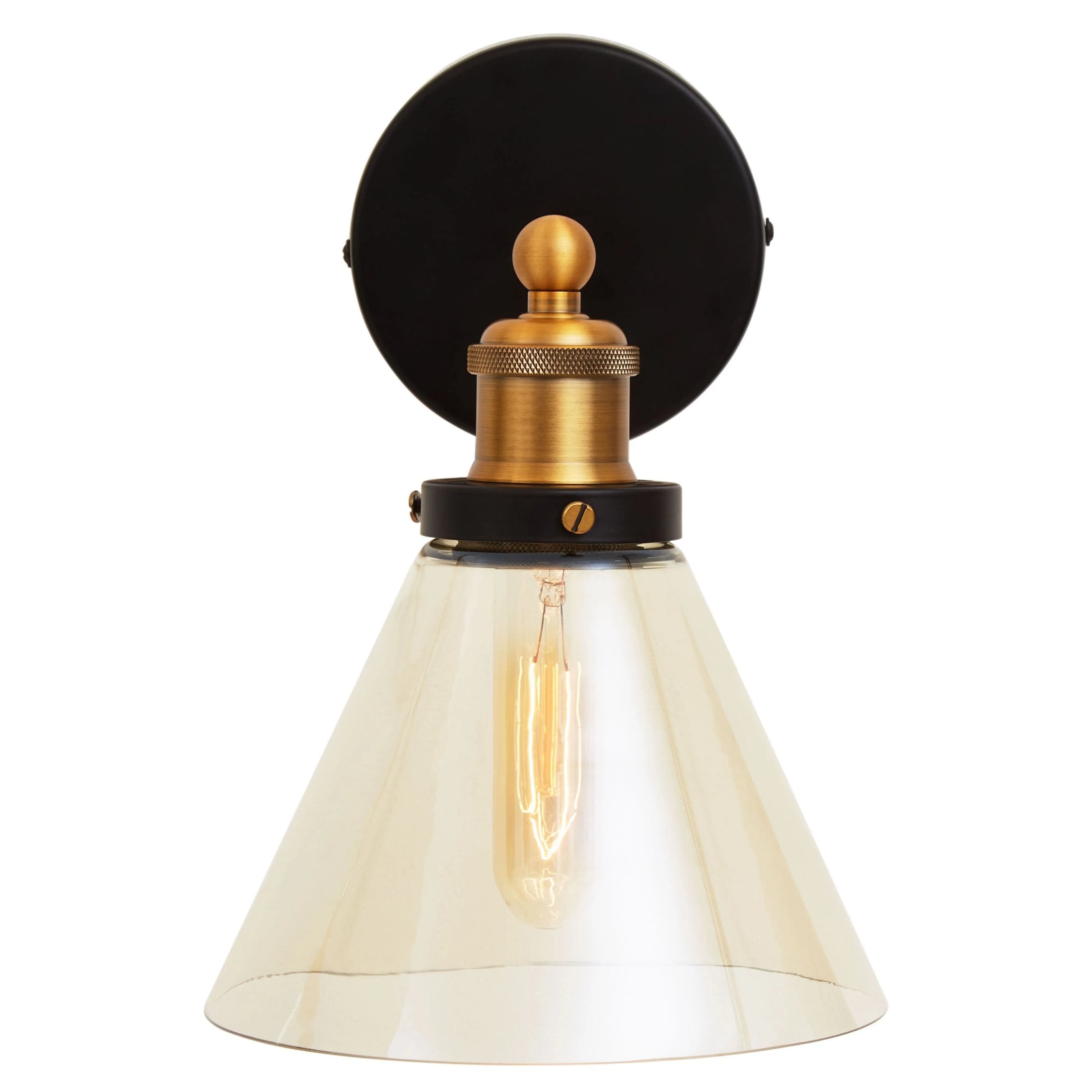 Vector Black Finish & Champagne Glass Wall Light