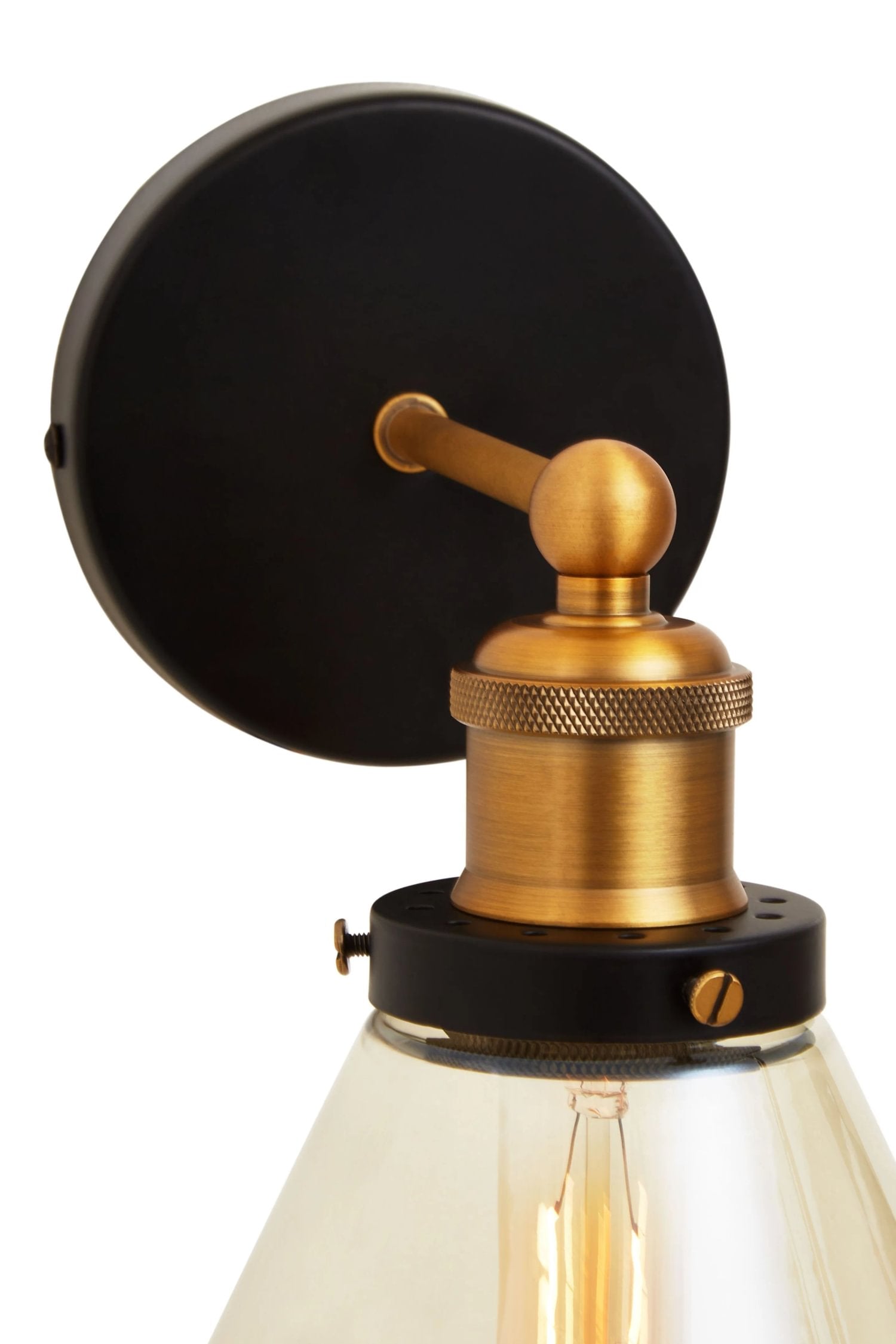 Vector Black Finish & Champagne Glass Wall Light