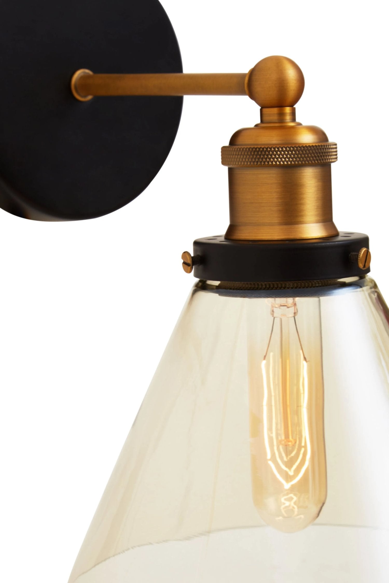 Vector Black Finish & Champagne Glass Wall Light