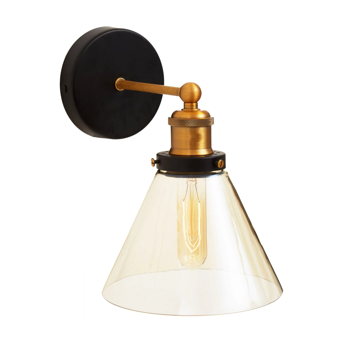Vector Black Finish & Champagne Glass Wall Light