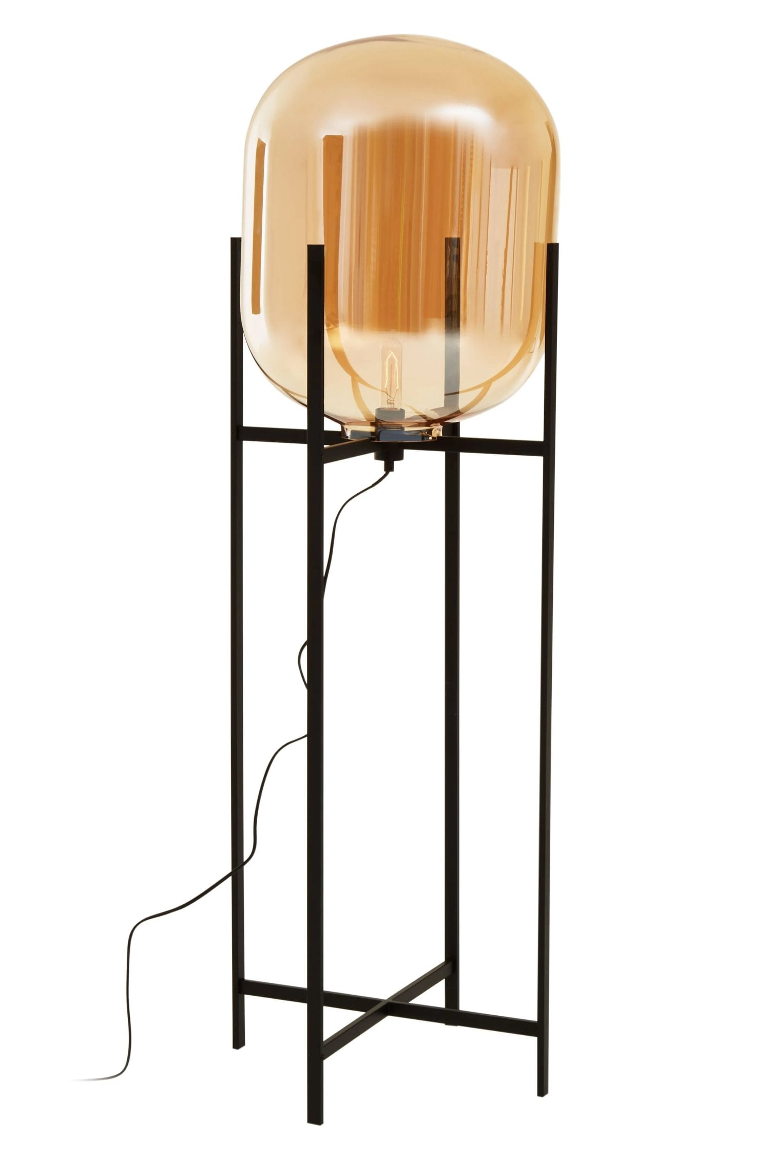 Vector Large Champagne Glass & Black Metal Floor Lamp