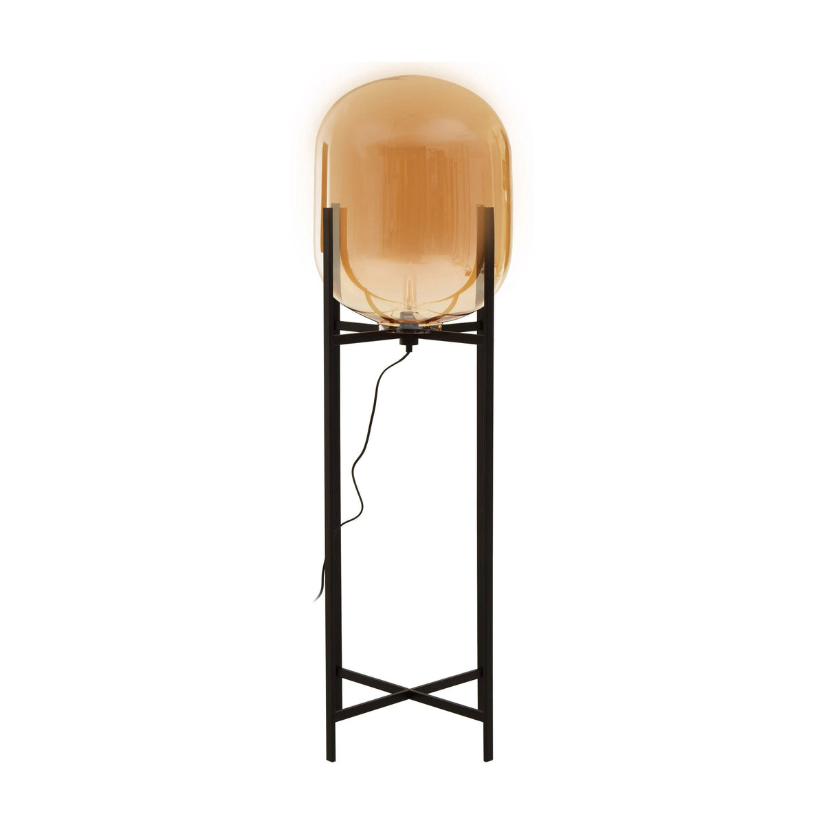 Vector Large Champagne Glass & Black Metal Floor Lamp
