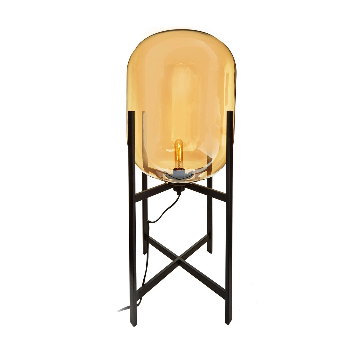 Vector Champagne Glass & Black Metal Floor Lamp