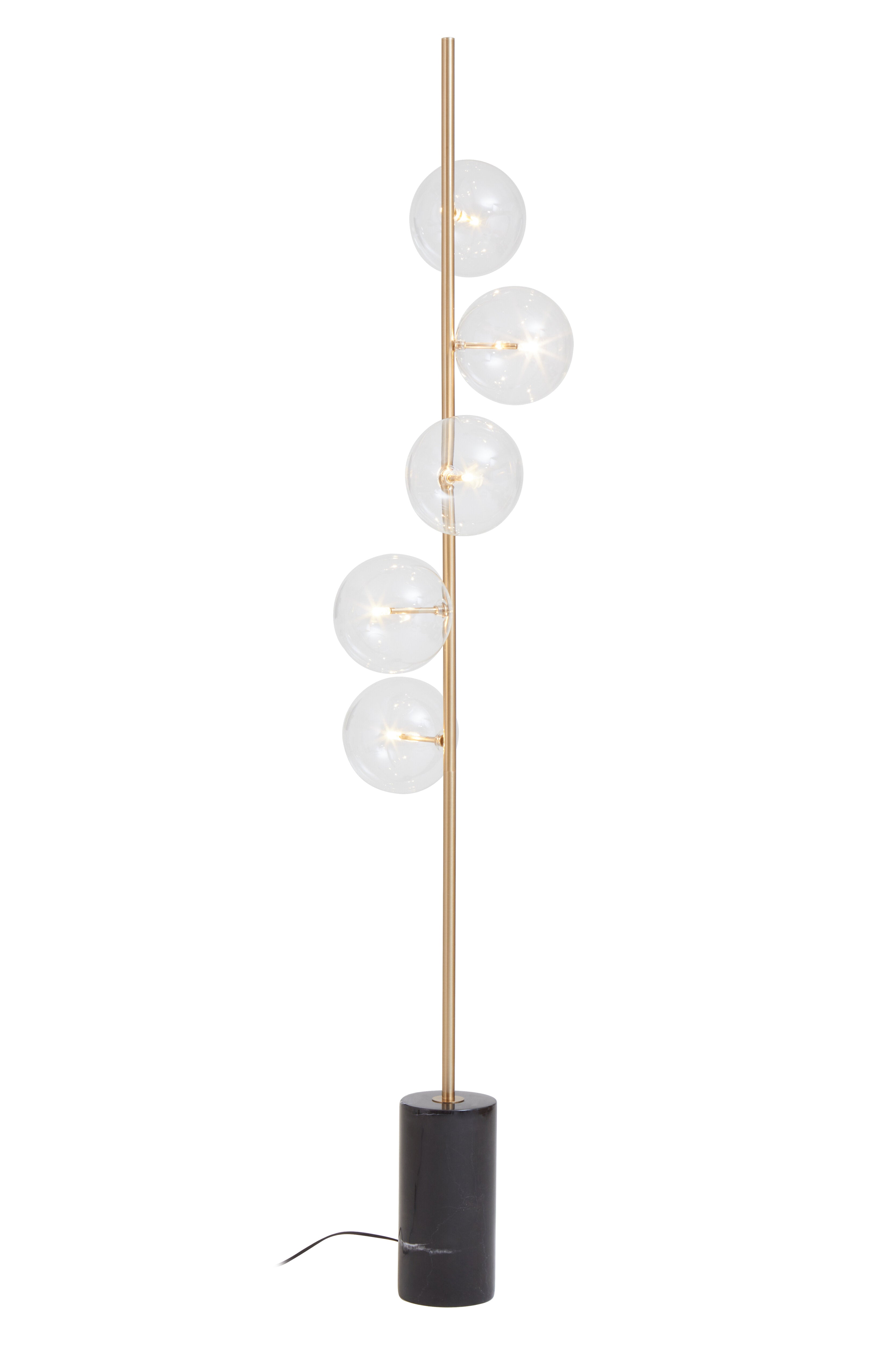 Abira Five Bulb Black Marble Base Floor Lamp